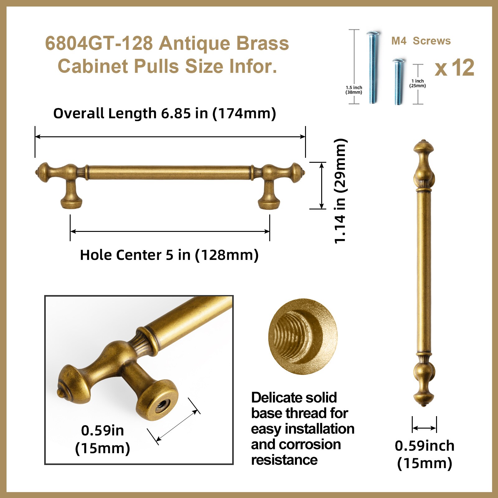 Miaokesen 6804UBR-128 Cabinet-Pulls - View #2