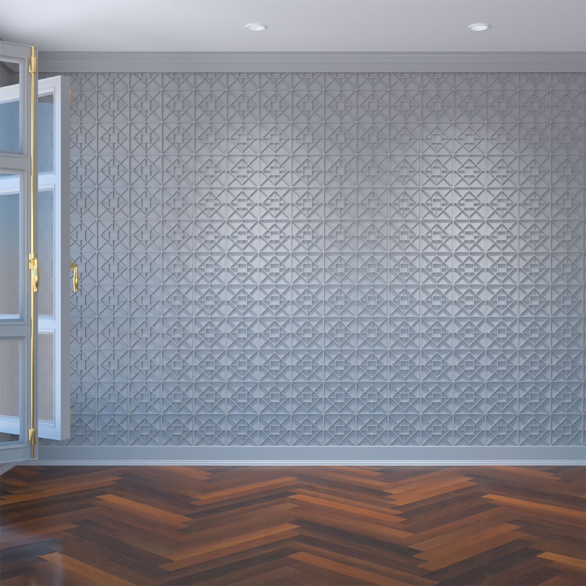 Ekena Millwork WALP08X08JTN 7-3/8-in x 7-3/8-in Smooth Paintable/Stainable White PVC Fretwork Wall Panel ( 0.38-sq ft )