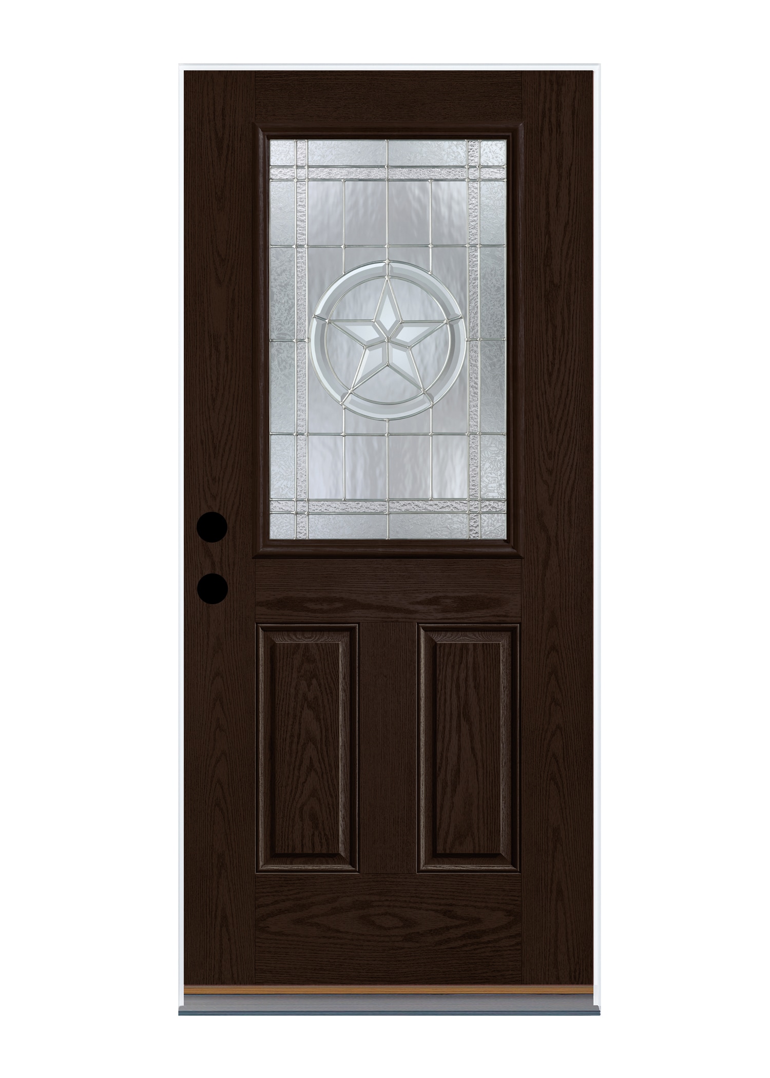 Therma-Tru Benchmark Doors Star 36-in x 80-in Fiberglass Half Lite  Right-Hand Inswing Dark Elm Stained Prehung Single Front Door Insulating  Core in the Front Doors department at