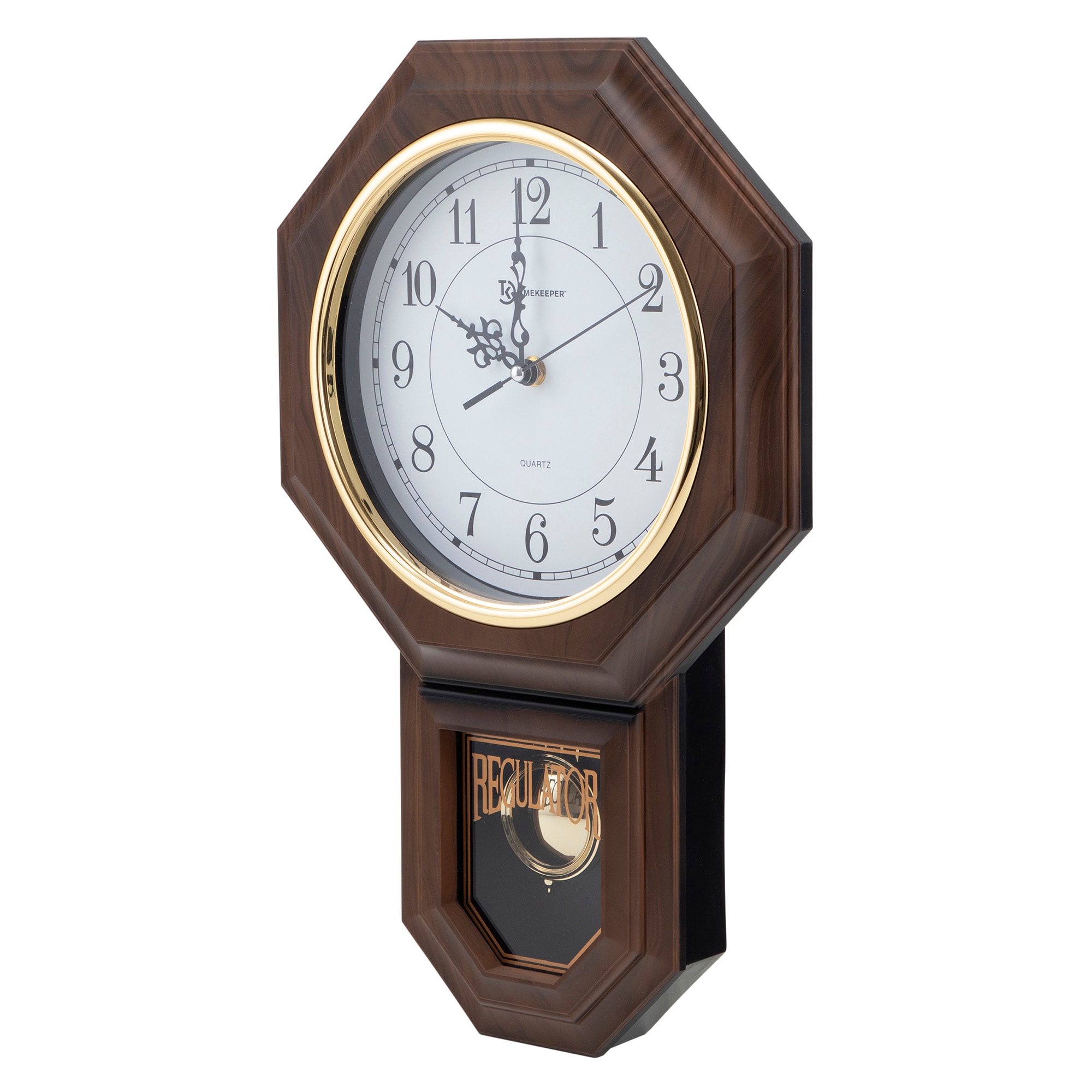 Essex 18.75" Brown Faux Wood Pendulum Wall Clock