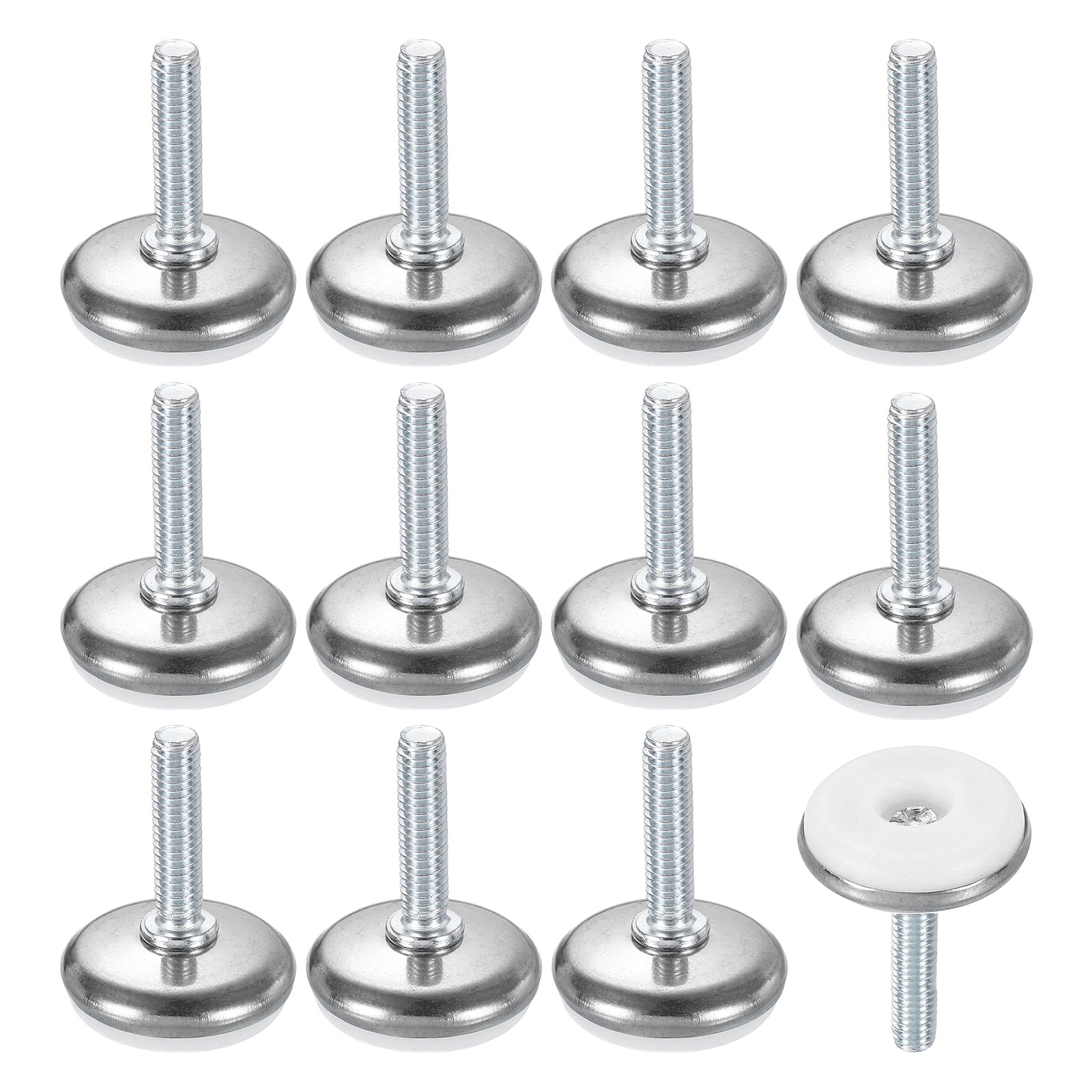 Unique Bargains 12pcs M6 Thread Furniture Feet Levelers 28x25mm Adjustable Leveling Table Feet Screw on Furniture Glide Leveling for Chair Stool Legs White