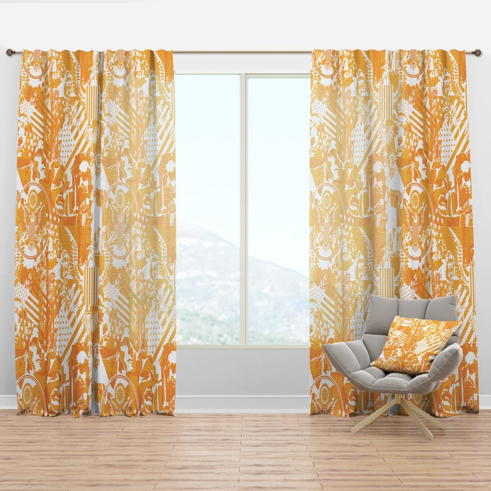 Designart CTN19245-52-84 84-Inches Yellow Abstract Room darkening Thermal lined Rod pocket Single curtain panel