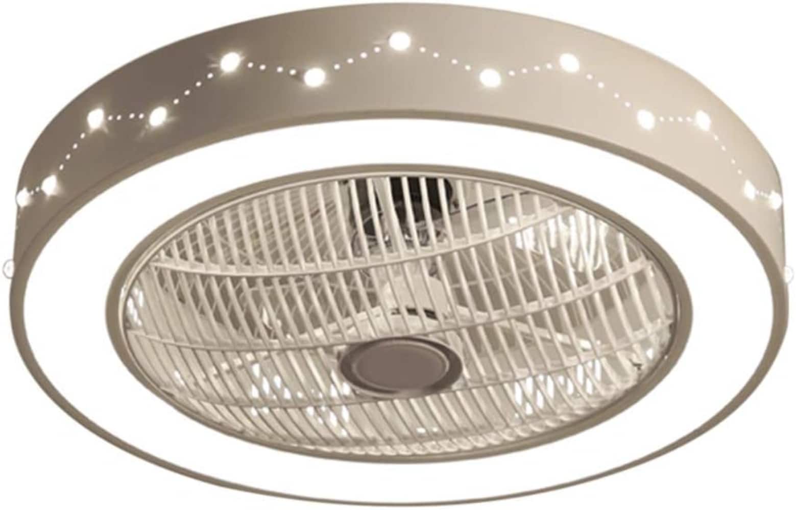 Oukaning HG-WMTZXL-3024-US-1 21.6-in Color-Changing Integrated LED Flush Mount Constellation Stepless Dimming with ABS Blades Bladeless Ceiling Fan With Light - Remote Included ( 7 -Blade )