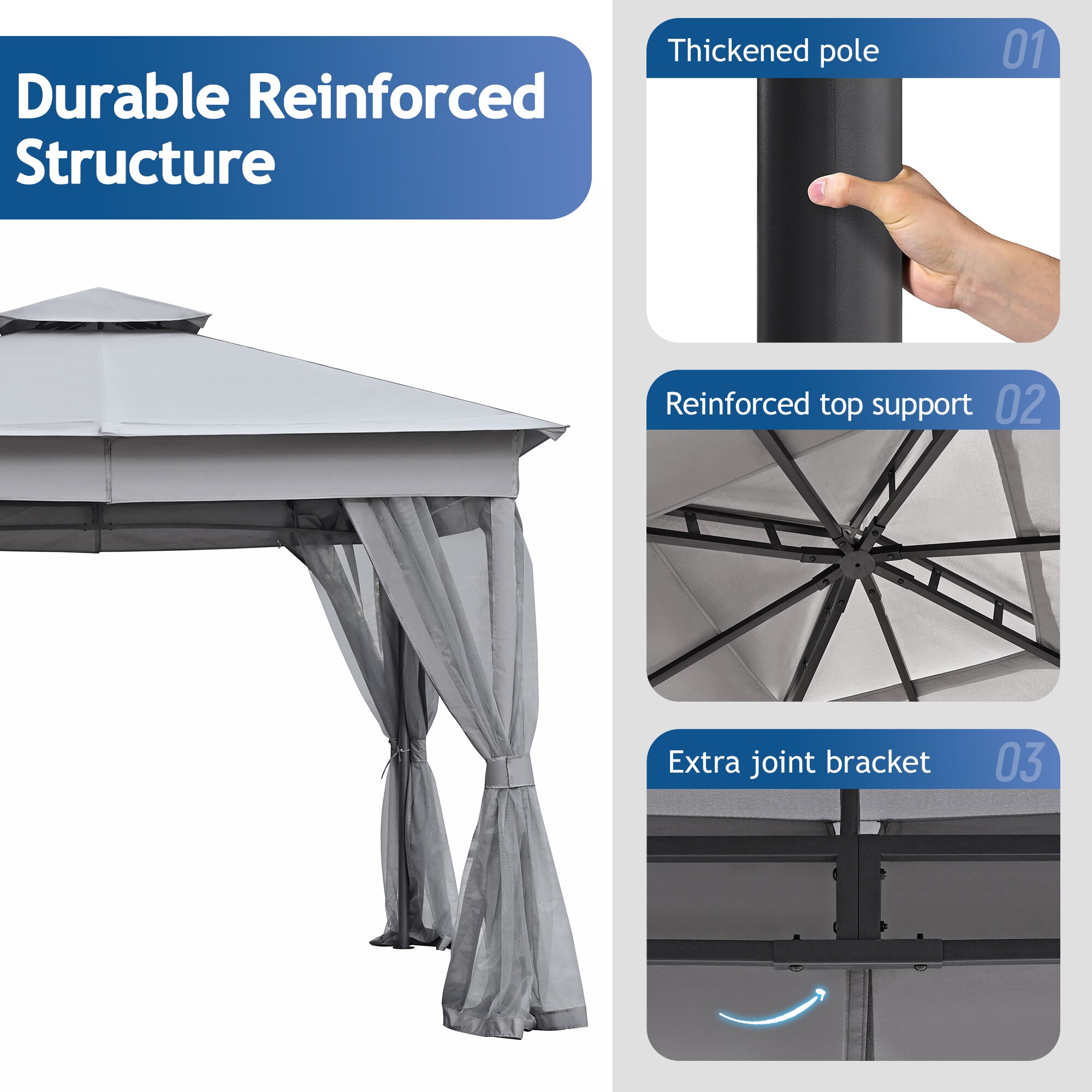 SINOFURN SYB740012WT Wood-Resin-Gazebos - View #5