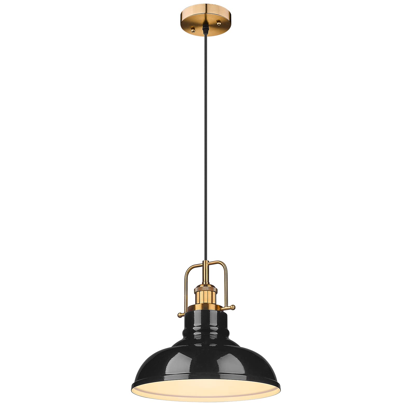 LTMATE LS016-1 BK+BG 11 in. 1-Light Industrial Pendant Light with Balck and Gold shaded