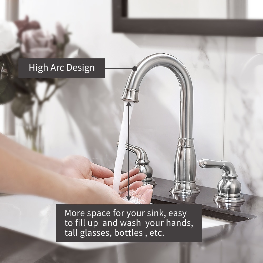Satin Nickel 2-Handle Widespread Bathroom Faucet with Metal Drain