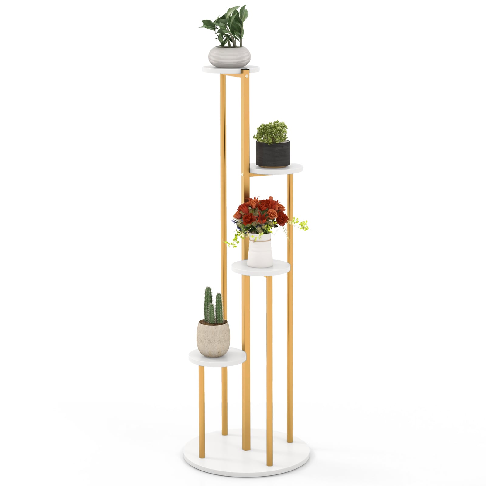  YSHZ1066209WH Round 16.0-Inches W Small White Metal Contemporary/Modern Indoor Planter