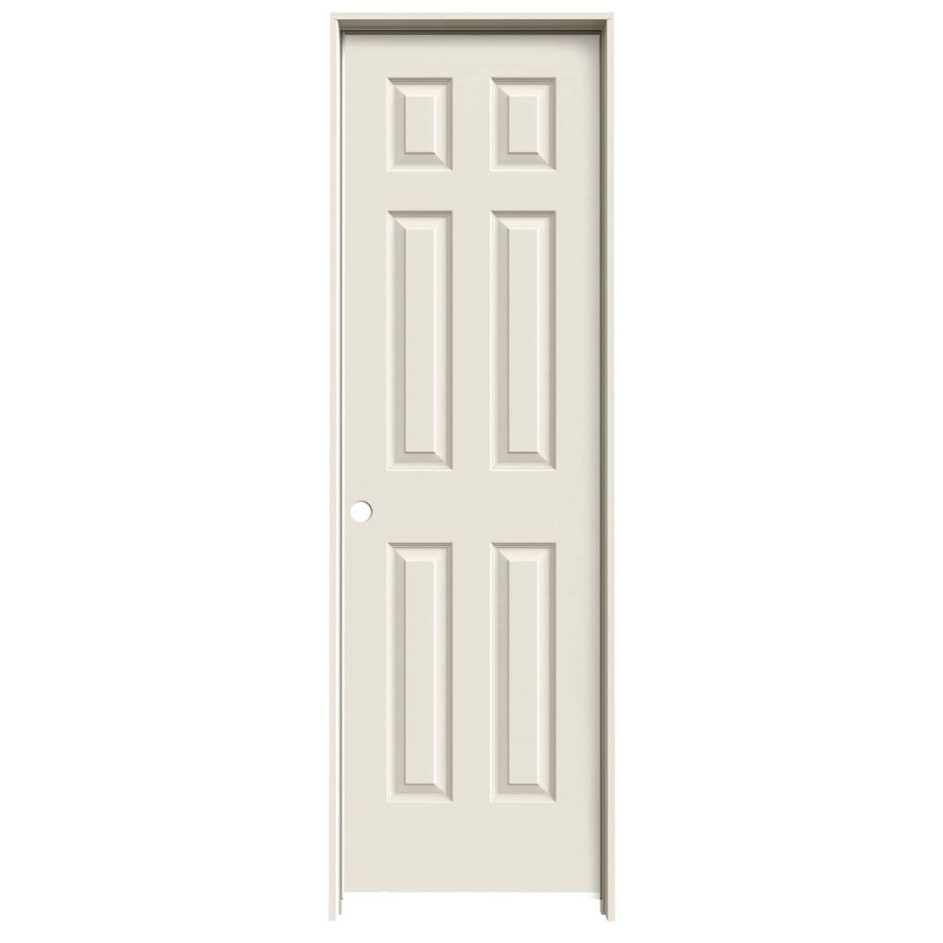 RELIABILT LOE830746 24-in x 80-in Primed Solid core 6-panel Right hand Textured Primed Molded composite Flat Jamb Single Prehung Interior Door