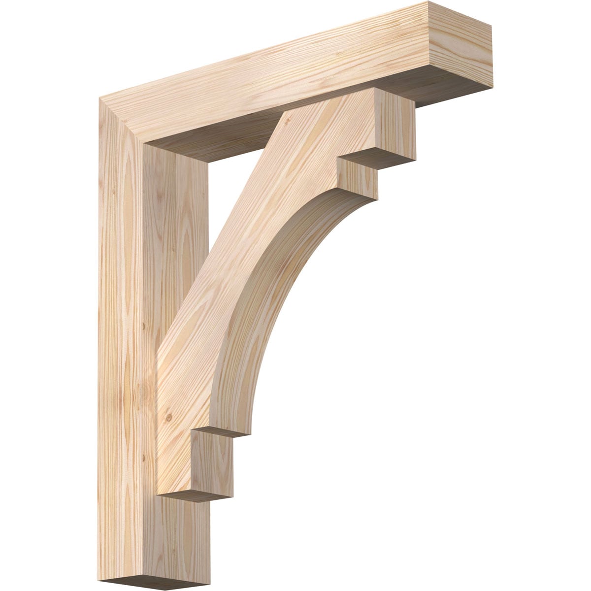 Ekena Millwork 1463346 Merced Block Smooth Bracket with Offset Brace 5-1/2-in x 24-in x 28-in Douglas fir Brown Wood Standard bracket