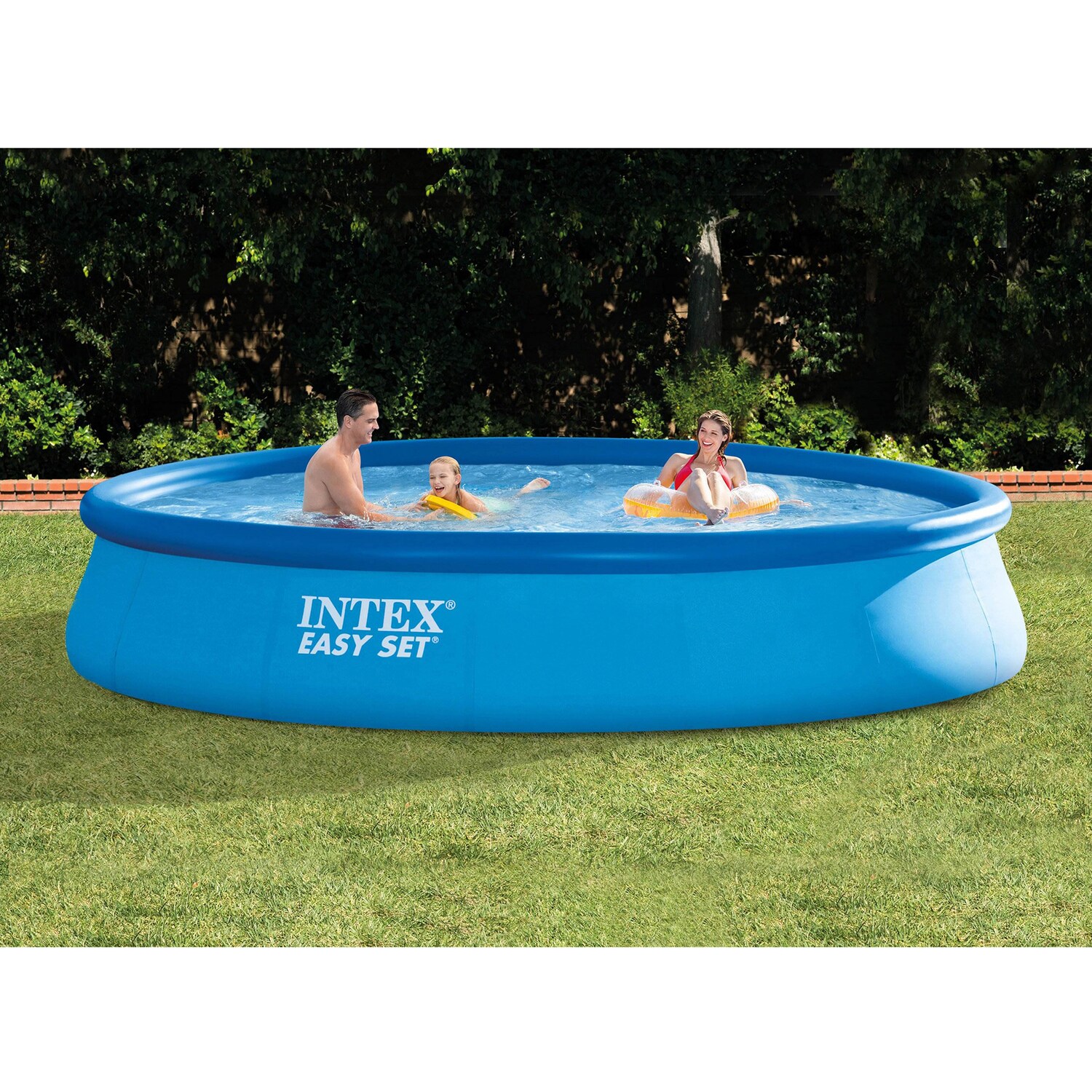 Intex 15-ft x 15-ft x 33-in Inflatable Top Ring Round Above-Ground Pool ...