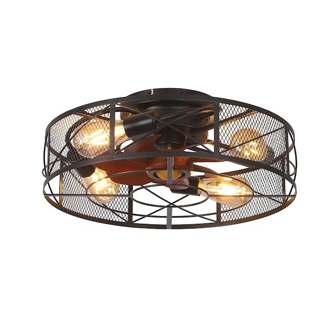 Flush Mount Cage Ceiling Fan And Remote