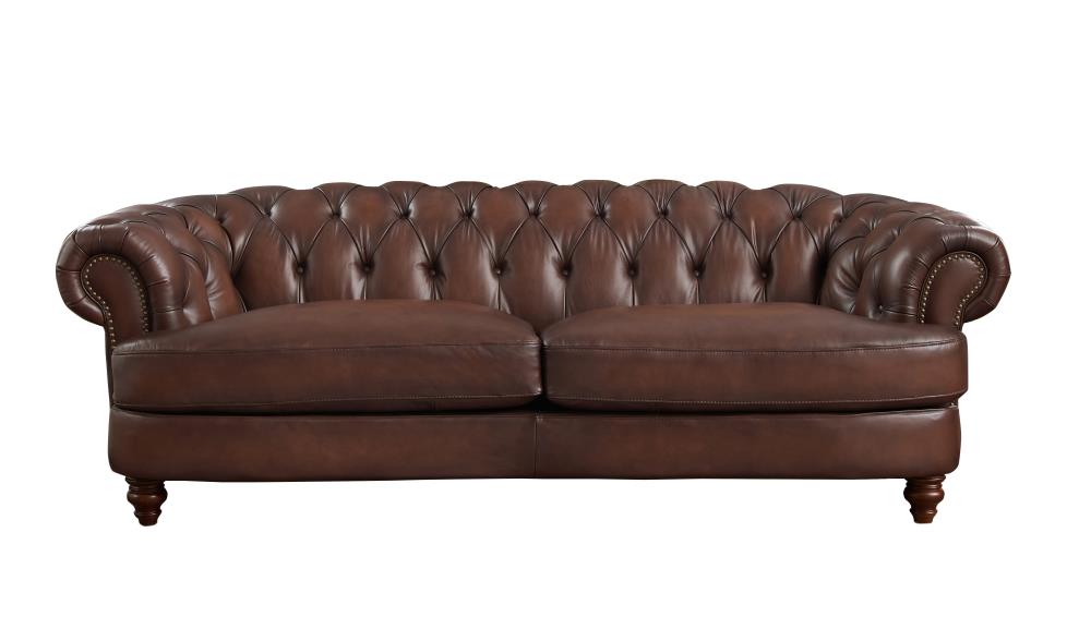 Hydeline Newport Rustic Brown Genuine, Genuine Leather Sofa Bed