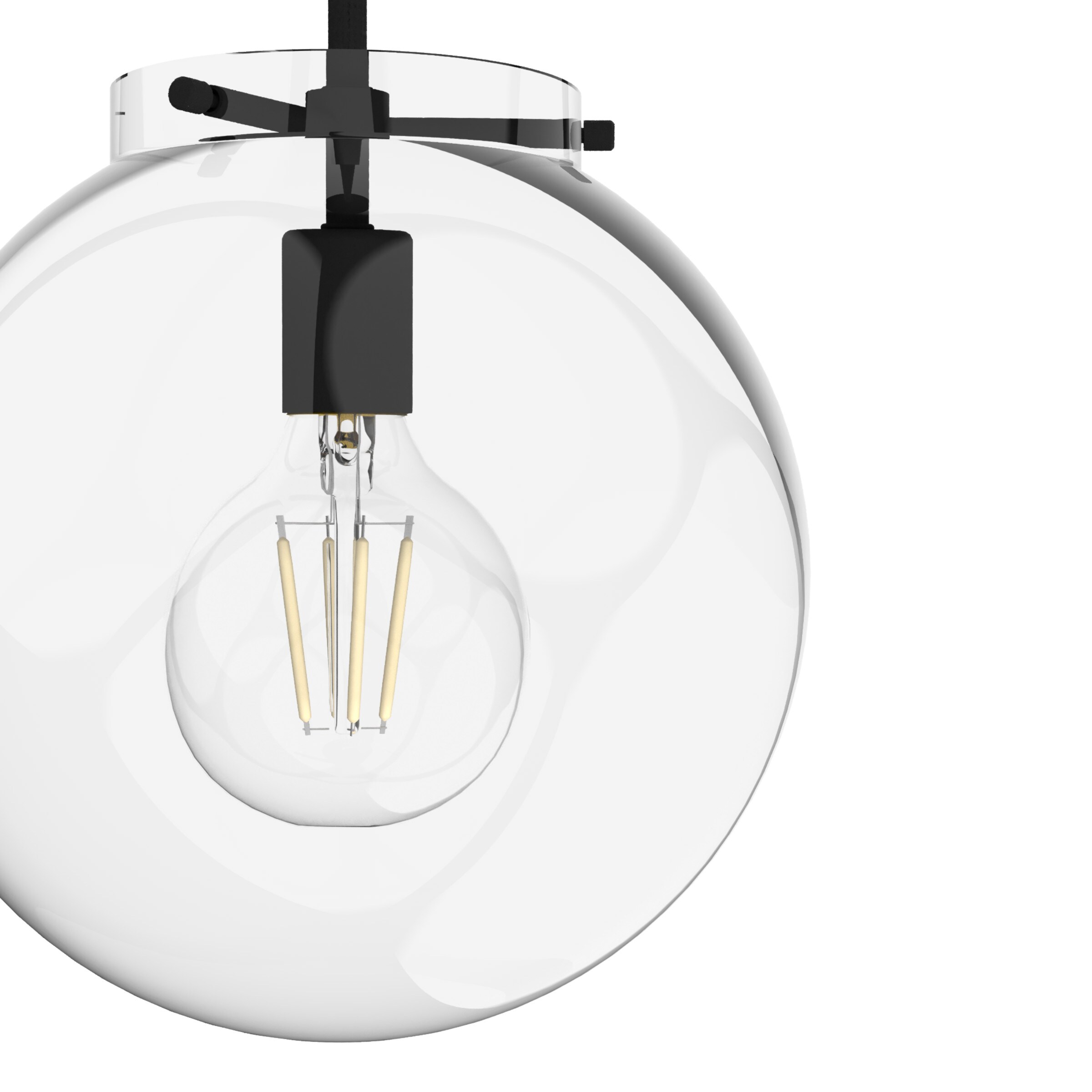 Black Iron and Clear Glass Globe Pendant Light