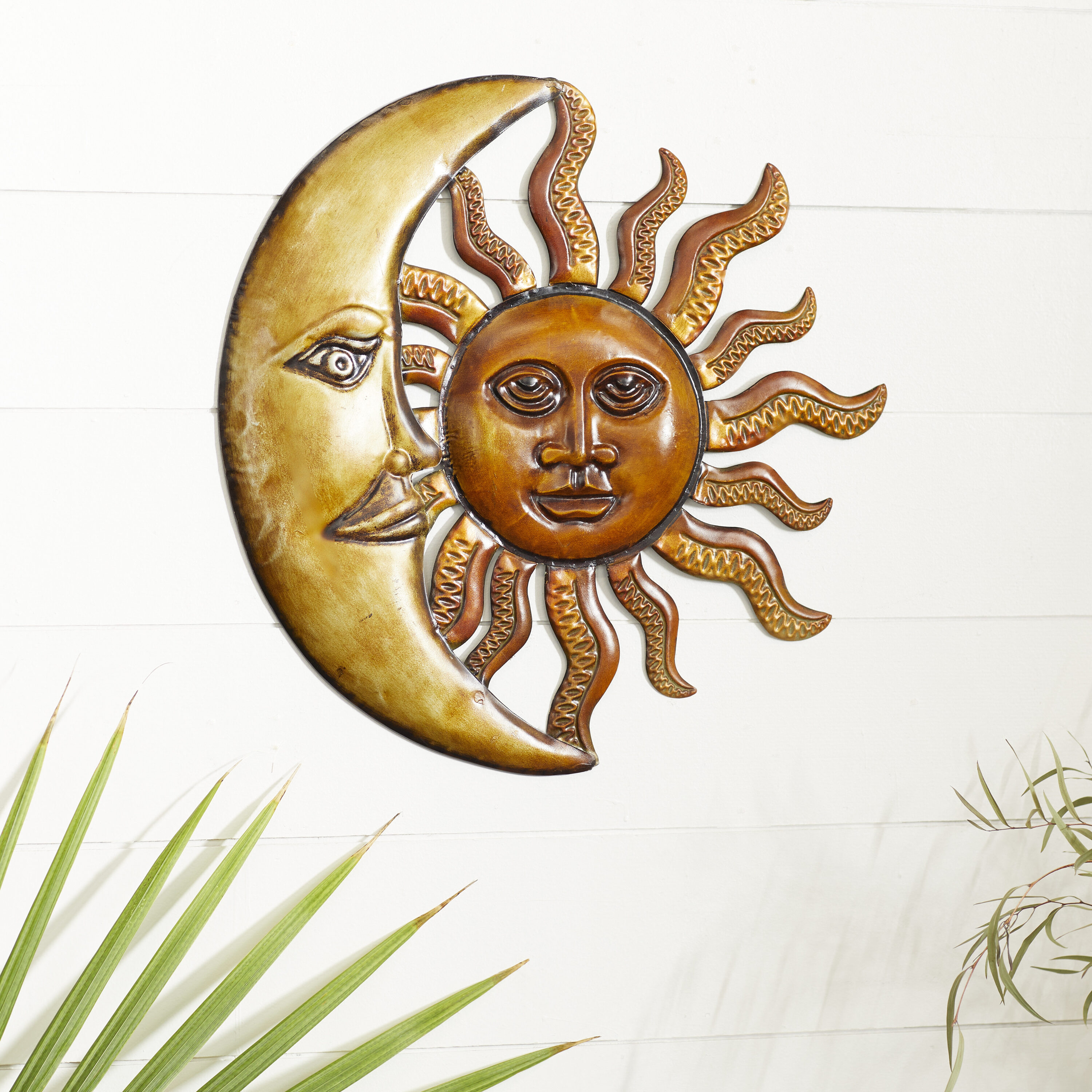 Large Number Indoor Outdoor Thermometer, Celestial Sun and Moon Decor Wall  Therm