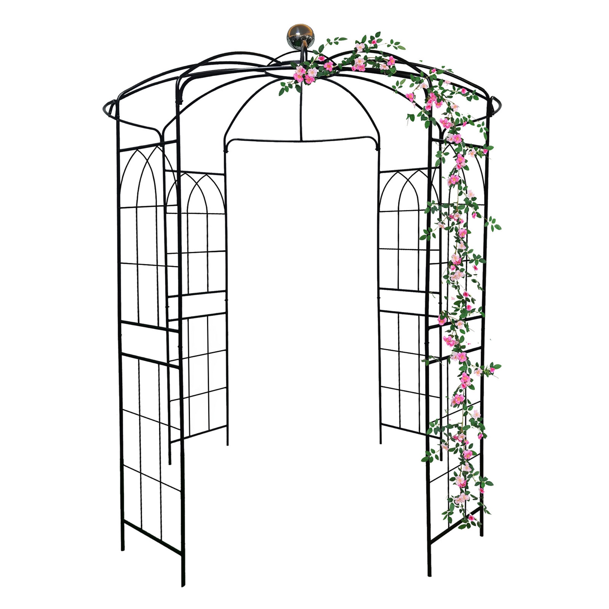 Forclover 6.8-ft x 6.8-ft Arbors Gazebo Square Black Metal