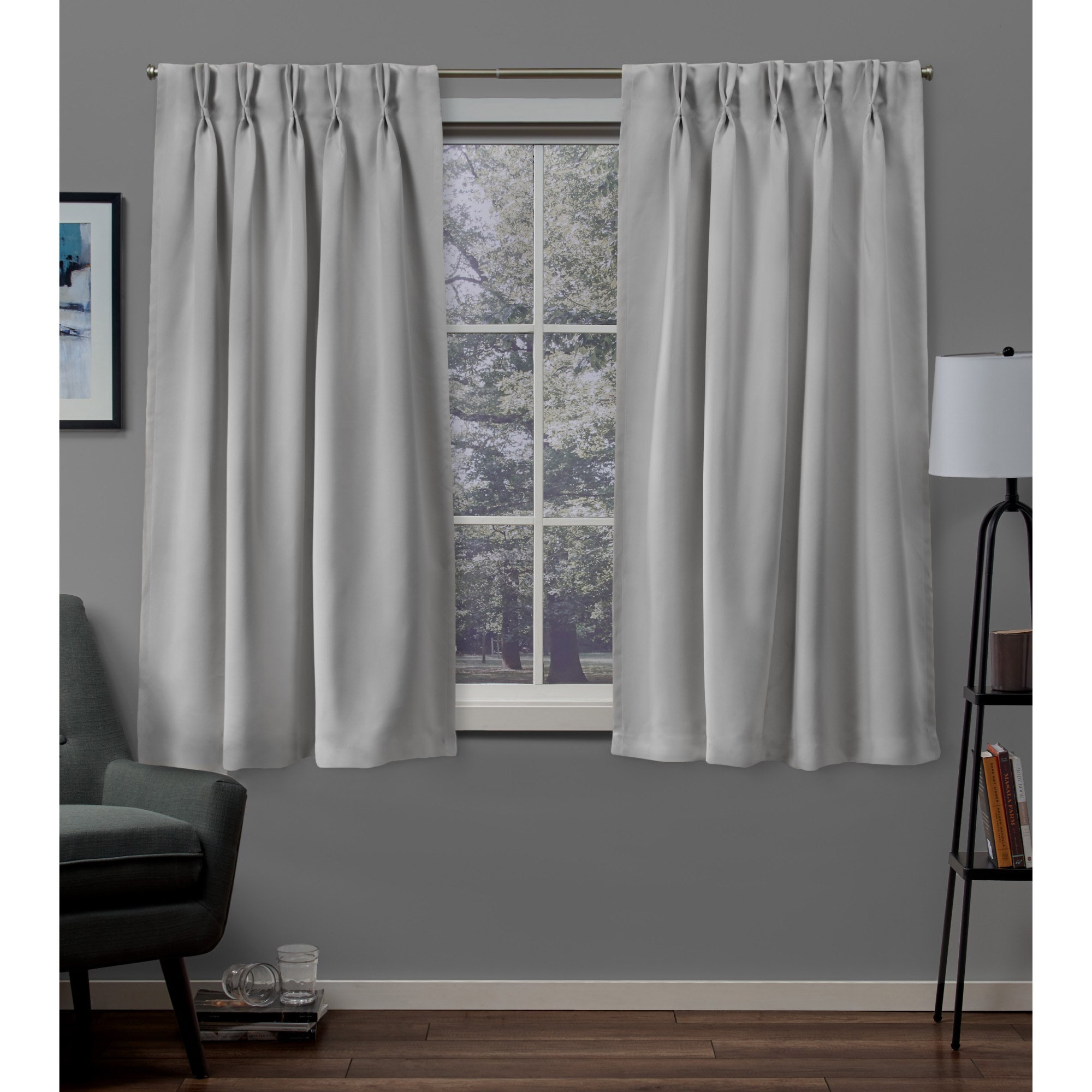 Exclusive Home EH8326-04 2-63P 63-Inches Silver Room darkening Interlined Pinch pleat Curtain panel pair