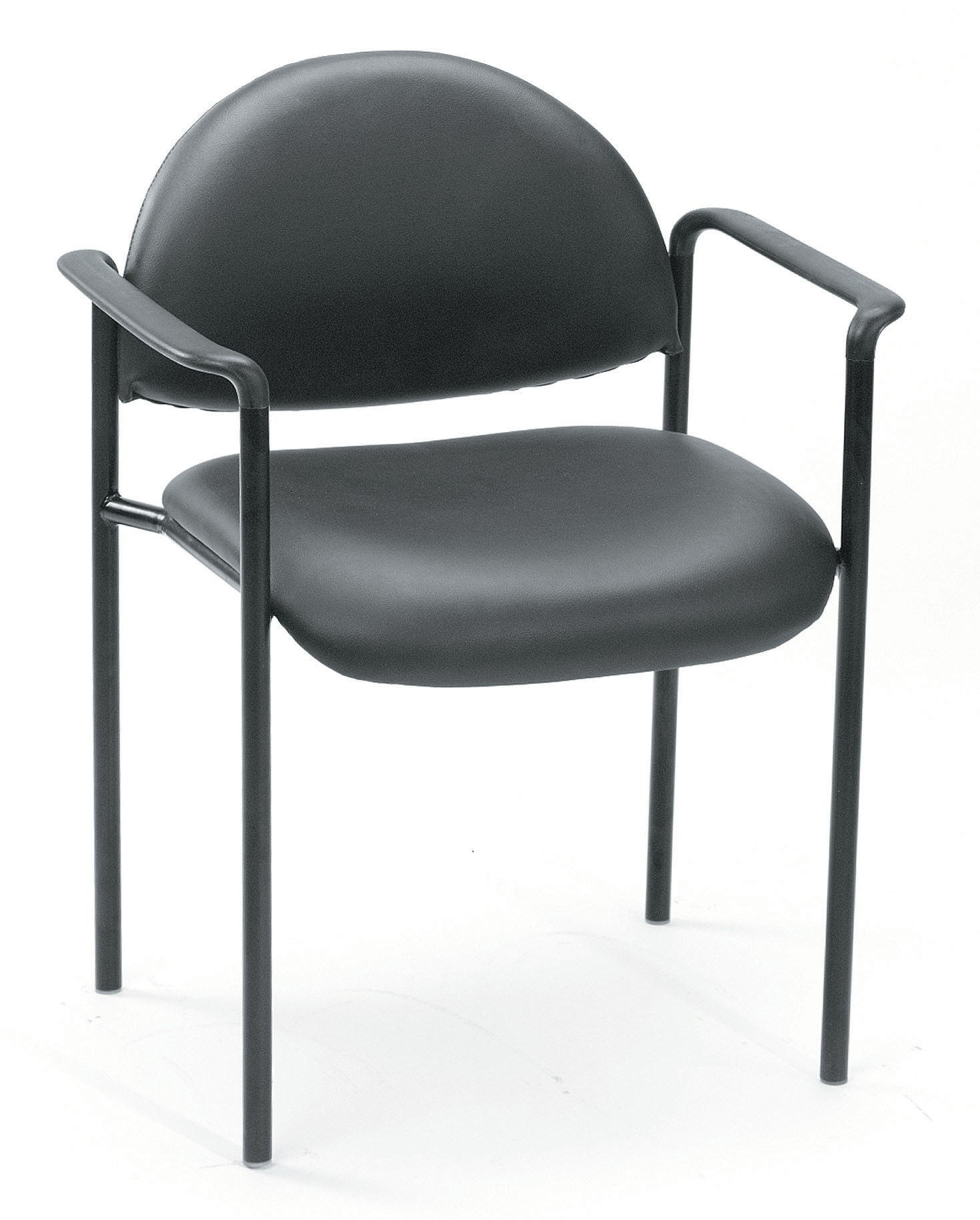 Contemporary Black Caressoft Stacking Chair with Metal Frame