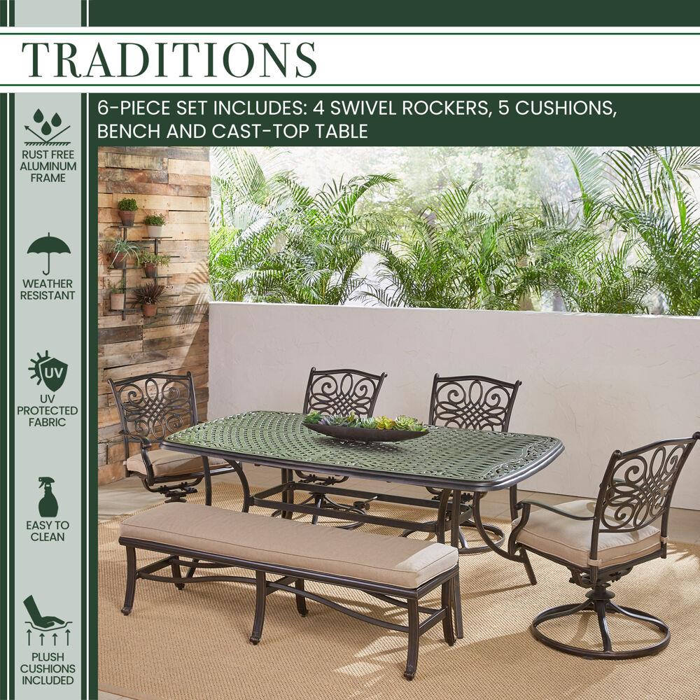 Hanover TRADDN6PCSW4BN-TAN Patio-Dining-Sets - View #2