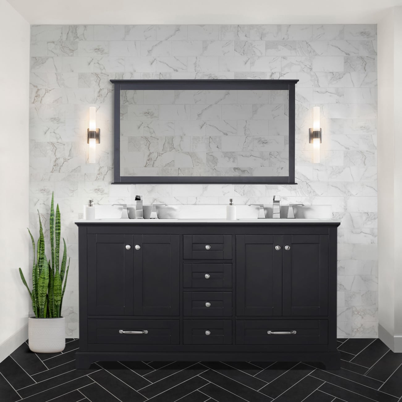 Lexora Dukes 60-in Espresso Undermount Double Sink Bathroom Vanity with ...