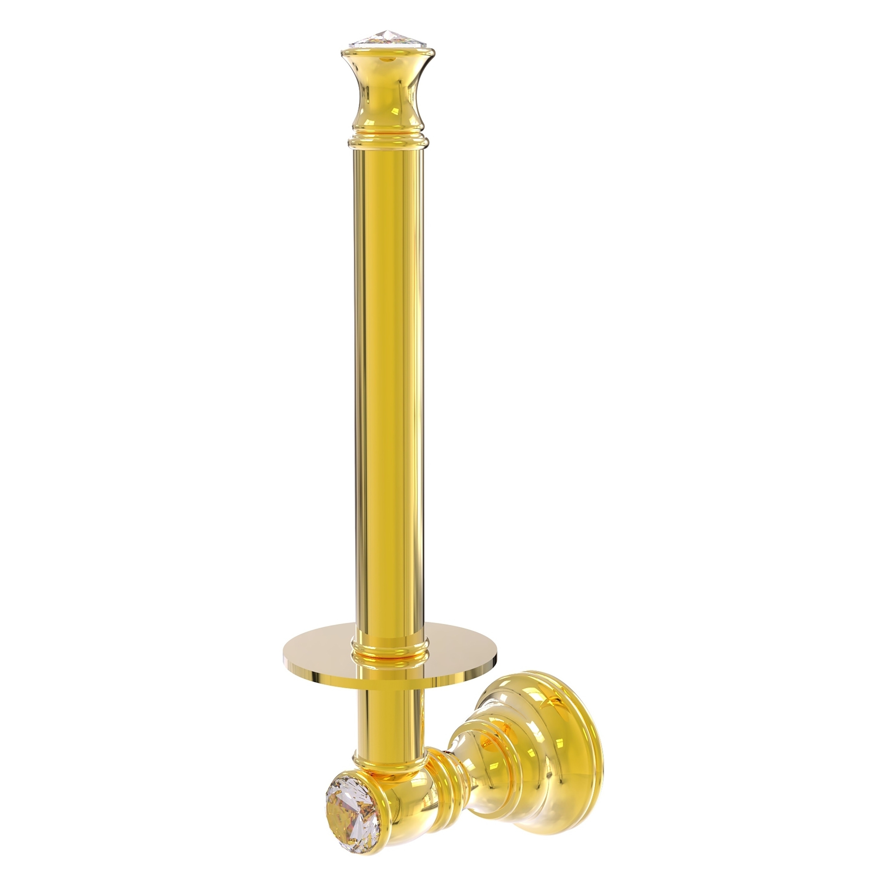 Allied Brass CC-24U-PB Carolina Crystal Polished Brass Wall mount Single post Toilet Paper Holder 1 -Rolls