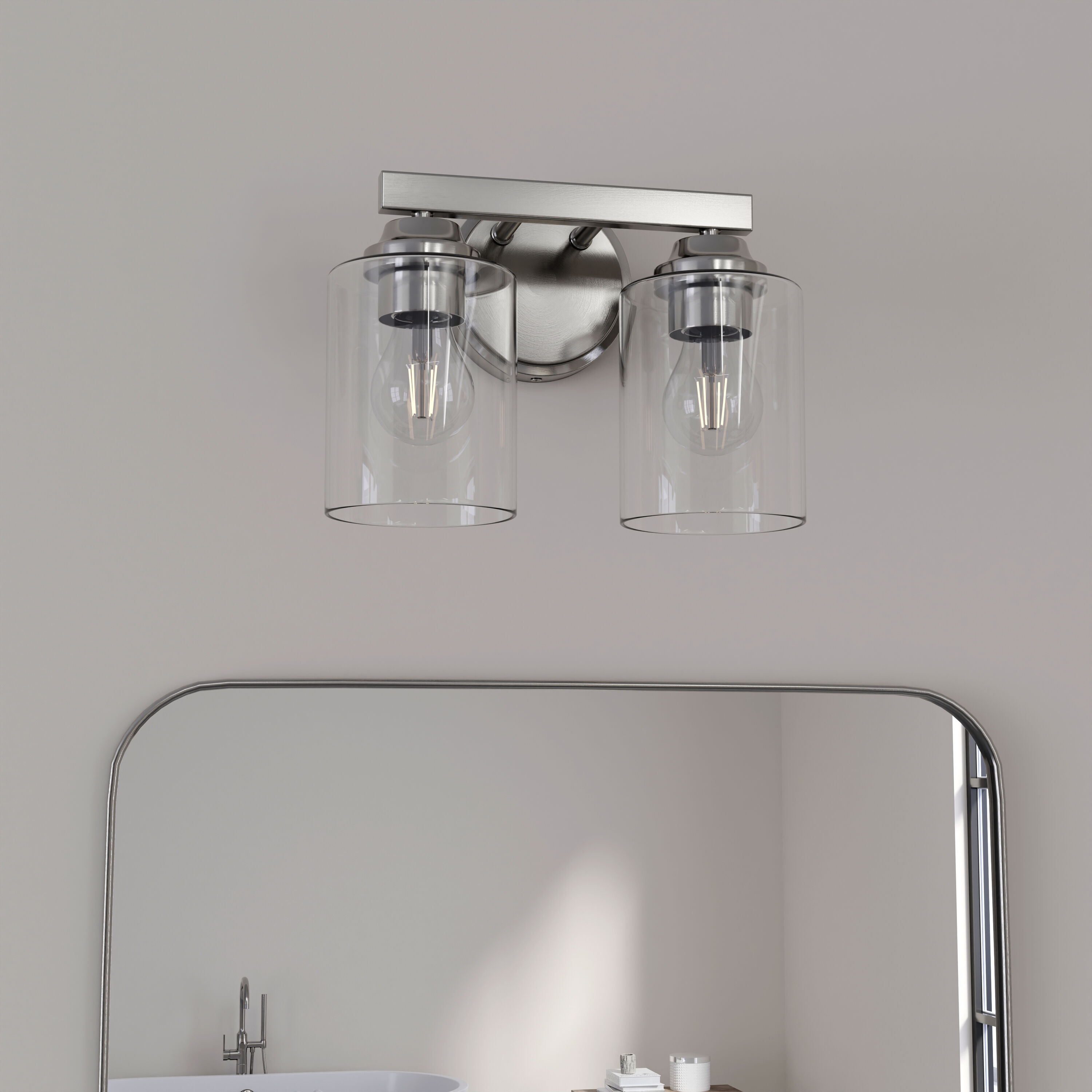allen + roth VB220-2BNK Emeryson 14-in 2 -Light Brushed Nickel Transitional Vanity light