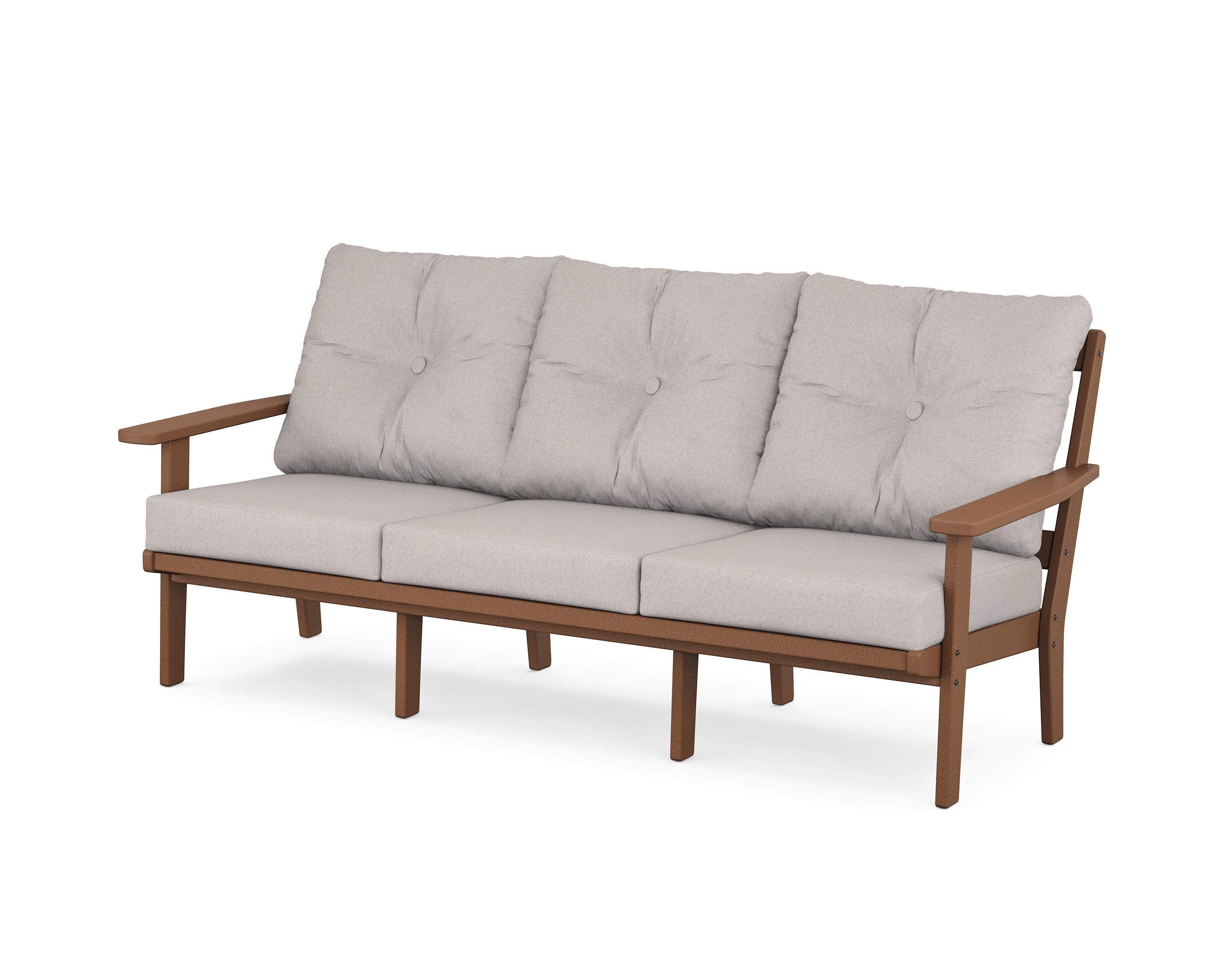 POLYWOOD 4463-TE145999 Prairie Outdoor Sofa with Brown Cushions and Plastic Frame