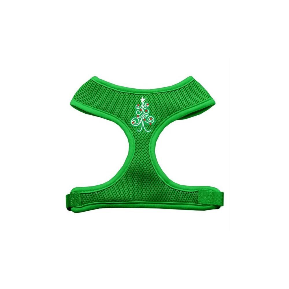 Mirage Pet Products MR70-27-SMEG  70-27 SMEG Swirly Christmas Tree Screen Print Soft Mesh Harness Emerald Green Small