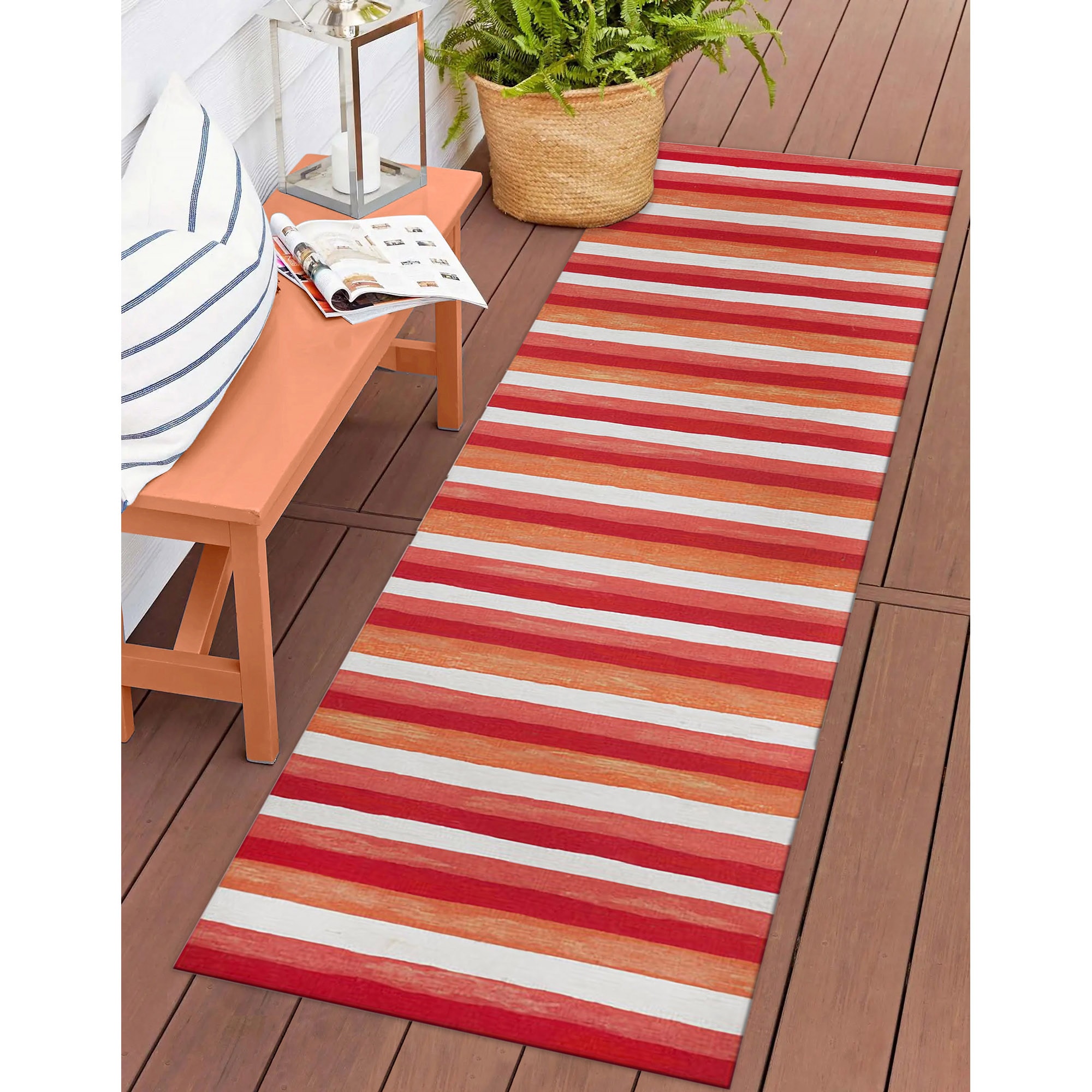Liora Manne VCFR8431324 Visions II 2 x 8 (ft) Polyester Warm Rectangular Indoor/Outdoor Stripe Bohemian/Eclectic Runner rug