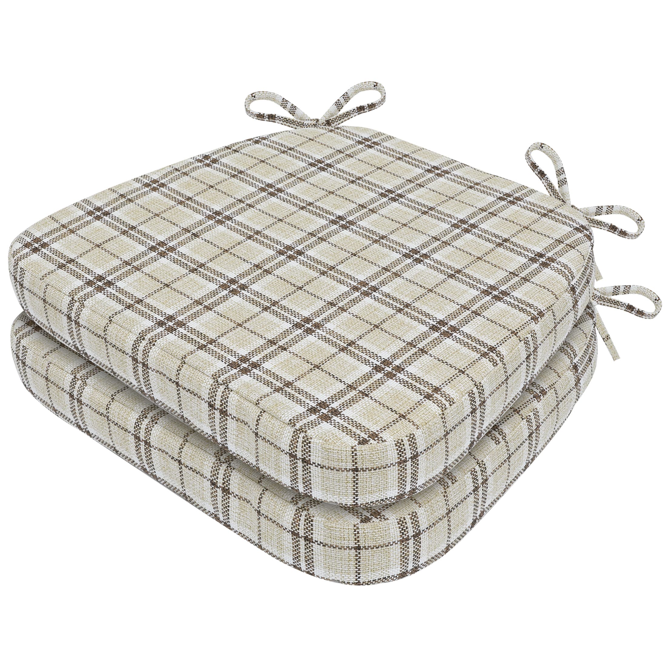 AAAAAcessories LS-DCCLH-CGHUANG-2P Yellow Checkered Checked Chair Cushion