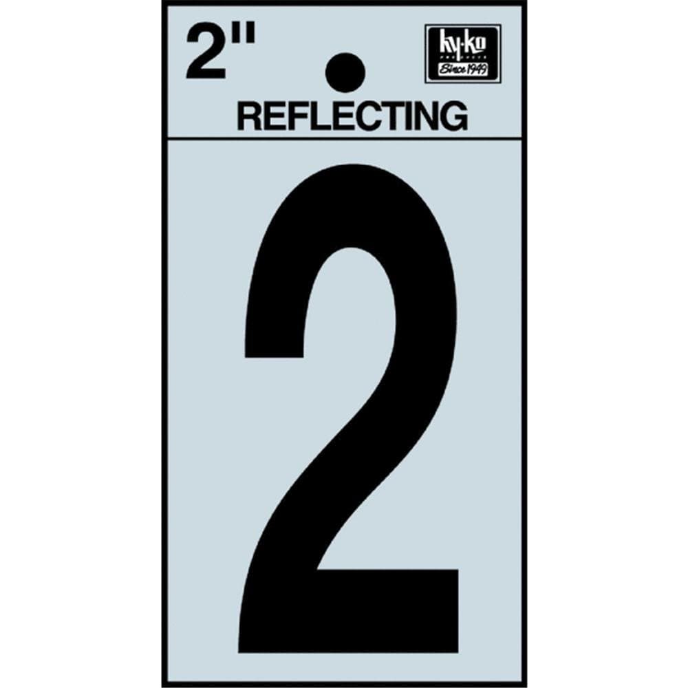 Hy-Ko Products Hy-Ko 2 in Reflective Vinyl Number 2 Black on White Self-Adhesive