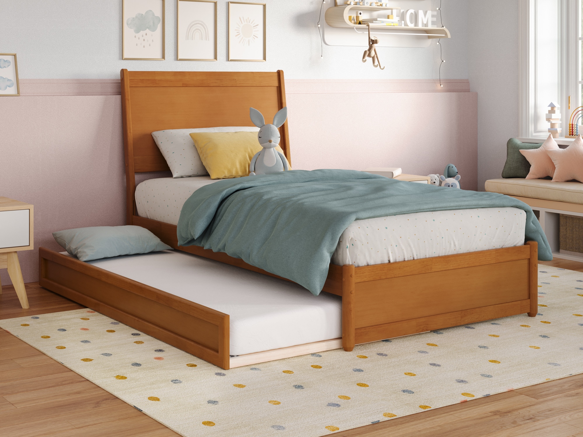 AFI AR998722T Casanova Light Toffee Twin Wood Trundle Bed