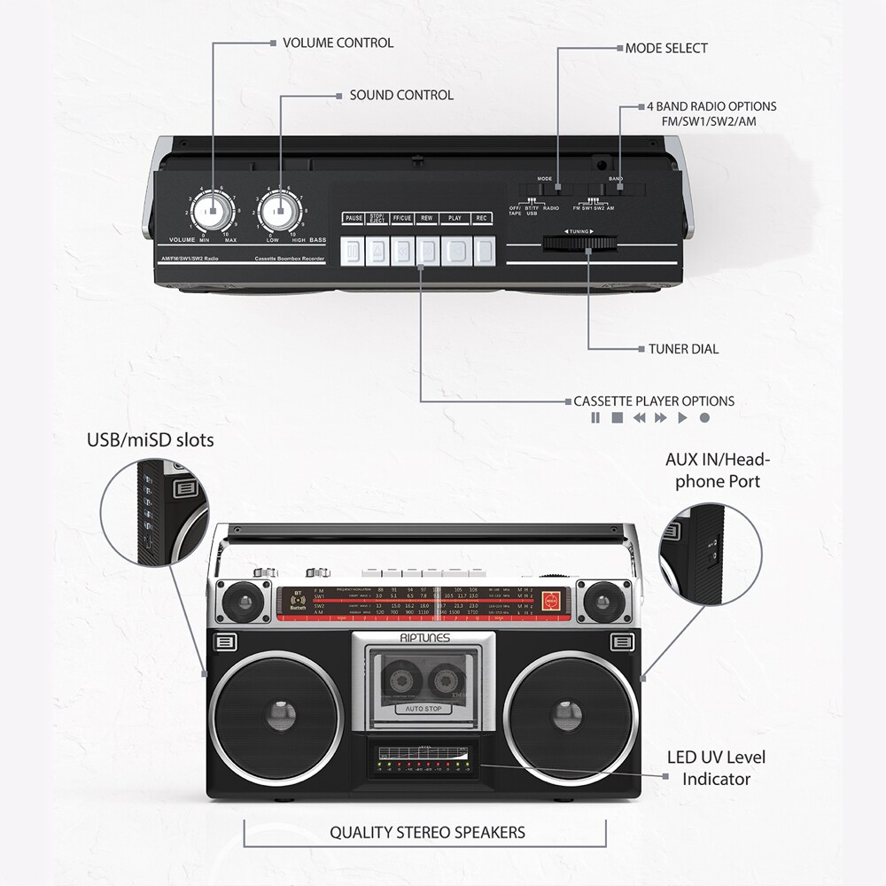 Riptunes WRACR510BTK697 Boomboxes-Radios - View #5