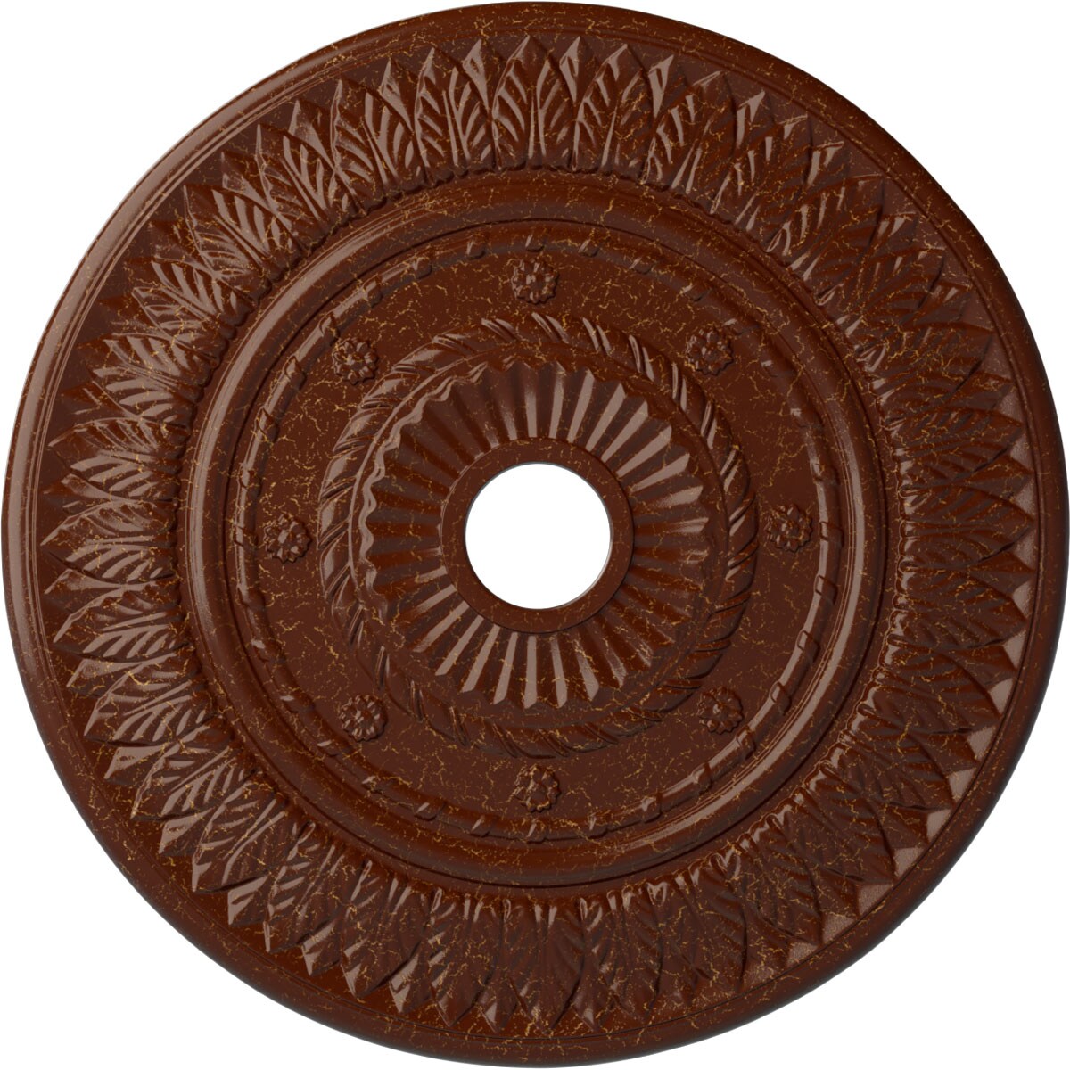 Ekena Millwork CM26LFBMC Leaf 26.75-in W x 26.75-in L Painted Burnished Mahogany Crackle Polyurethane Whole Ceiling Medallion
