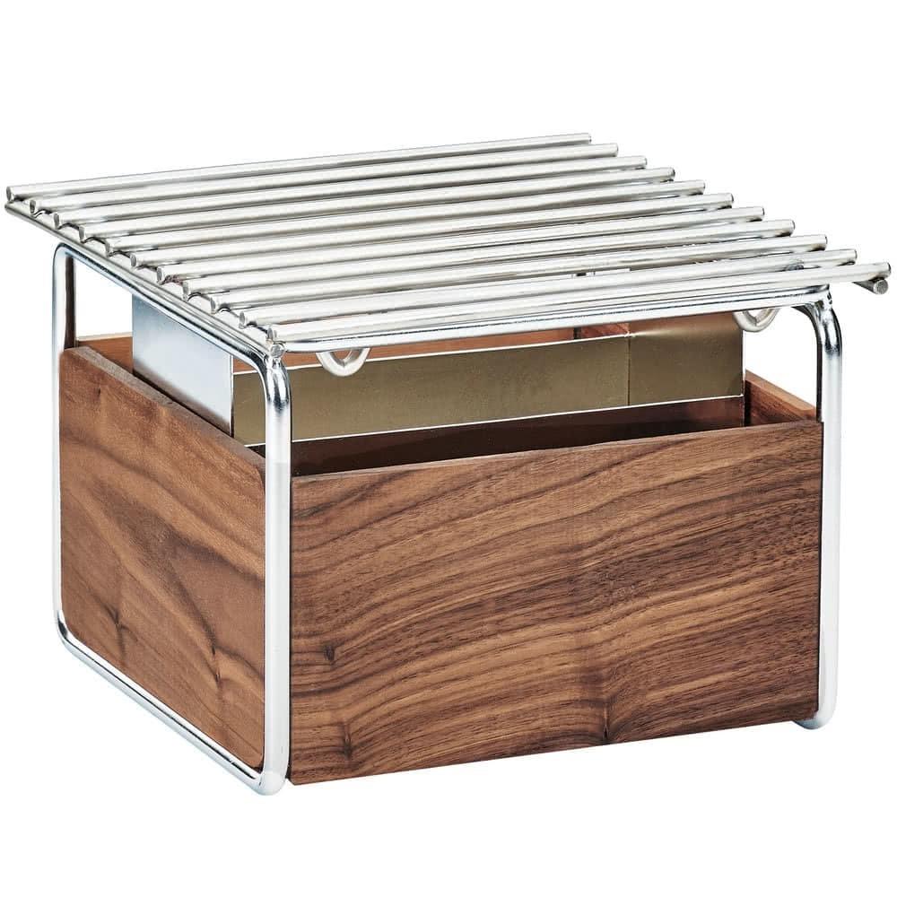 CMLPD2298 Cal Mil 3711-49 Mid-Century Chafer Alternative with Wind Guard and Walnut and Chrome Frame- 12 x 12 x 7.25 in.