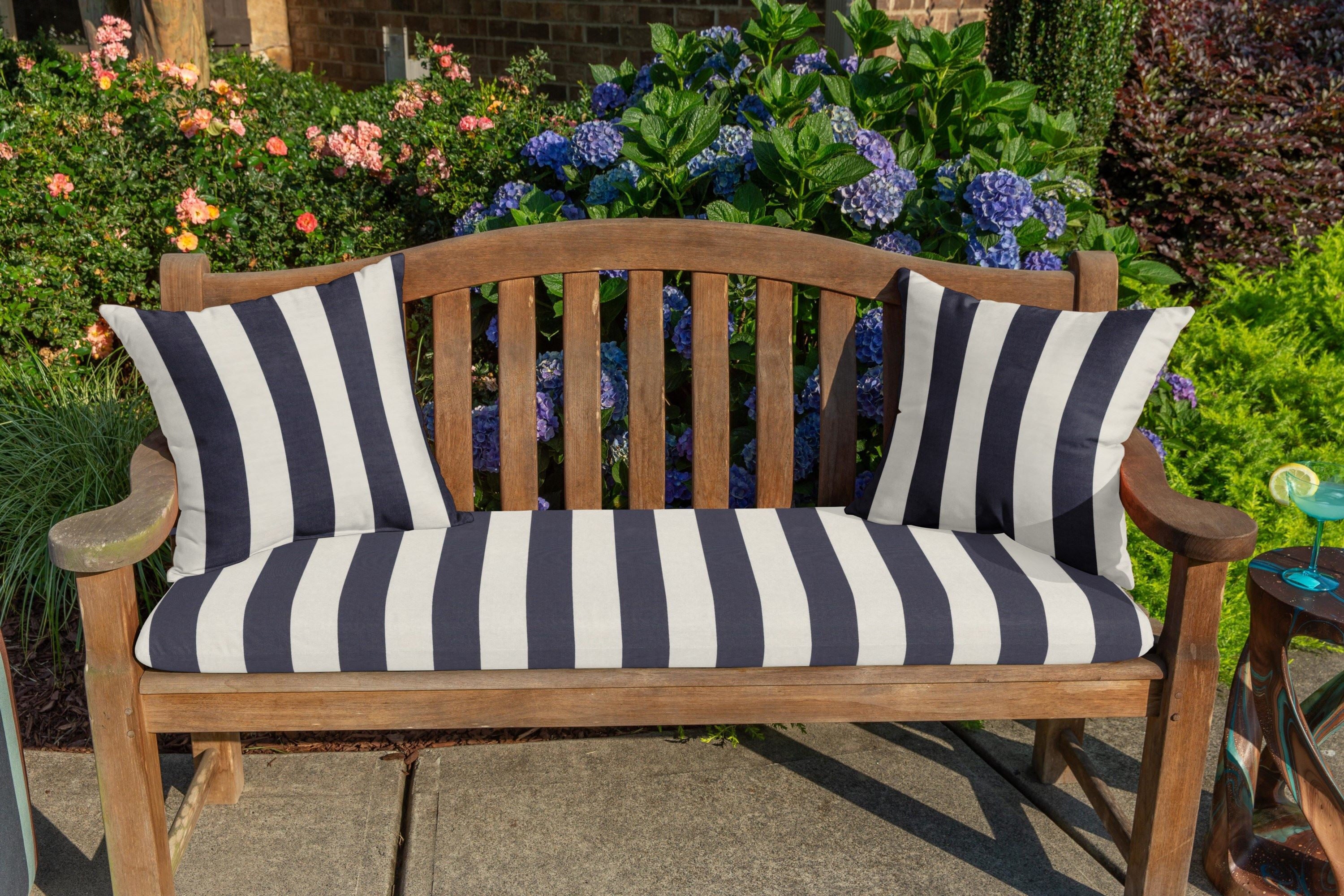 Maxim Navy and White Sunbrella® Square Outdoor Throw Pillow