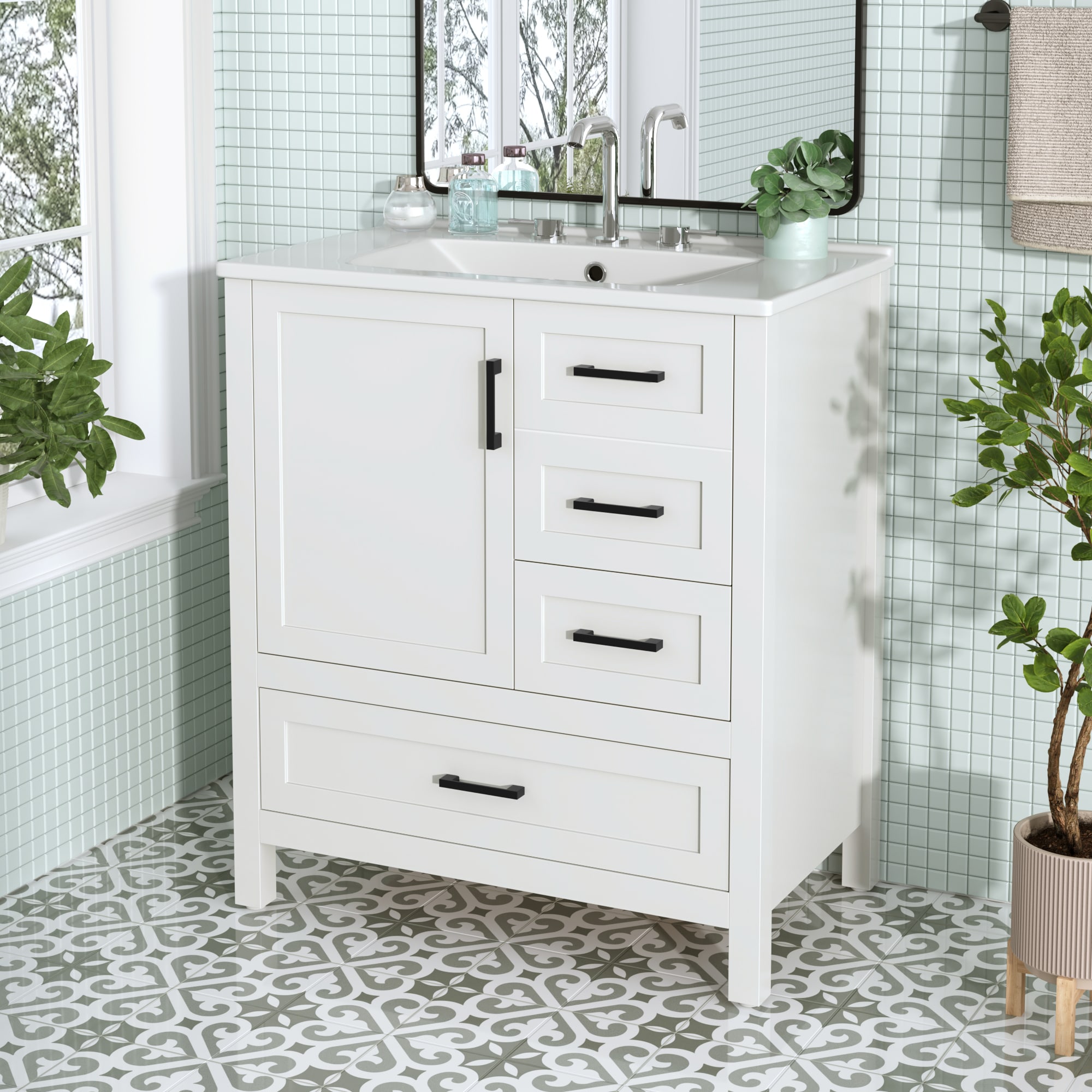 GDFStudio Nora 30-inch Bathroom Vanity Combo with Sink and Soft-close ...