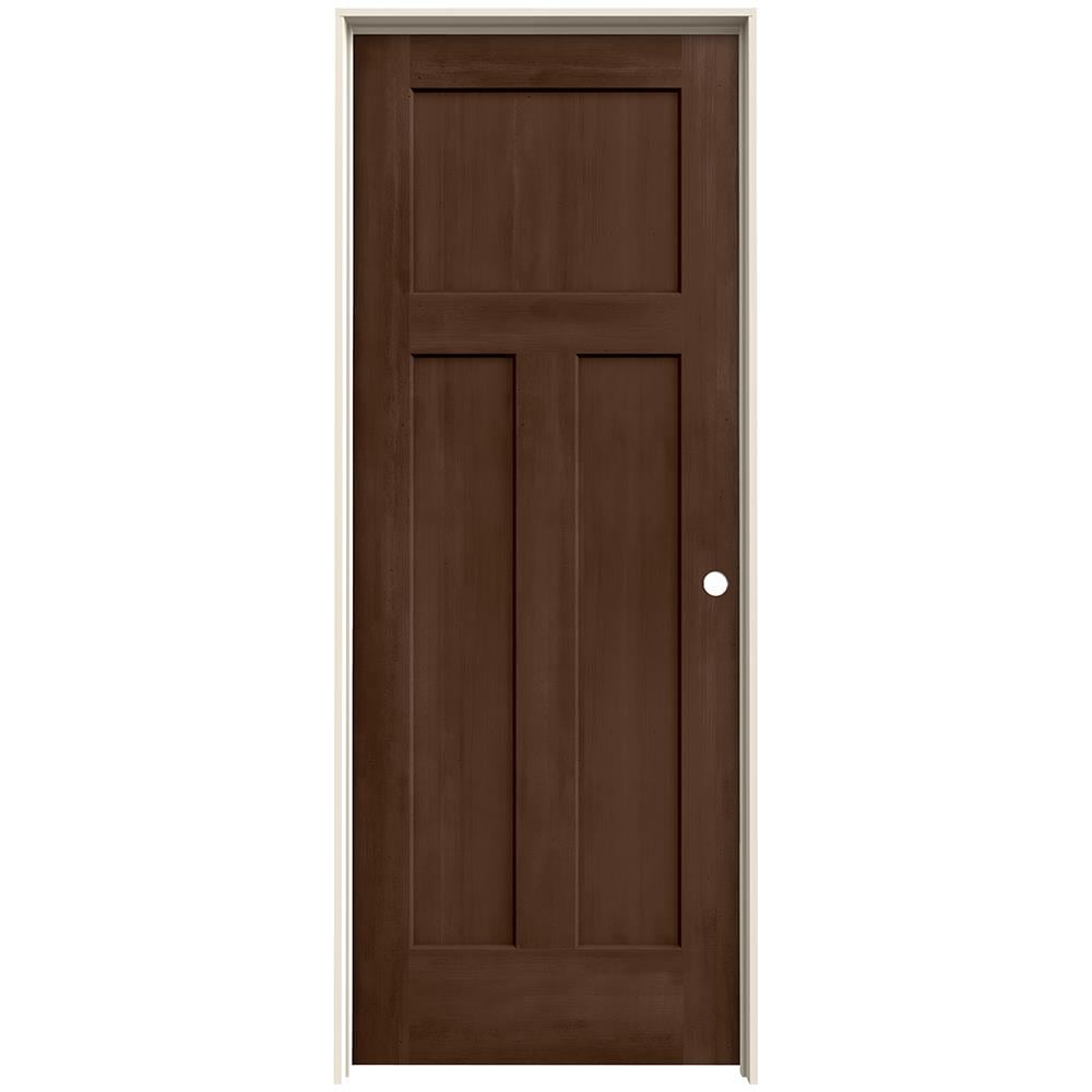 JELD-WEN 24-in x 80-in Milk Chocolate Hollow Core 3-panel Craftsman Left Hand Smooth Stained Molded Composite Flat Jamb Single Prehung Interior Door -  LOWOLJW222200739