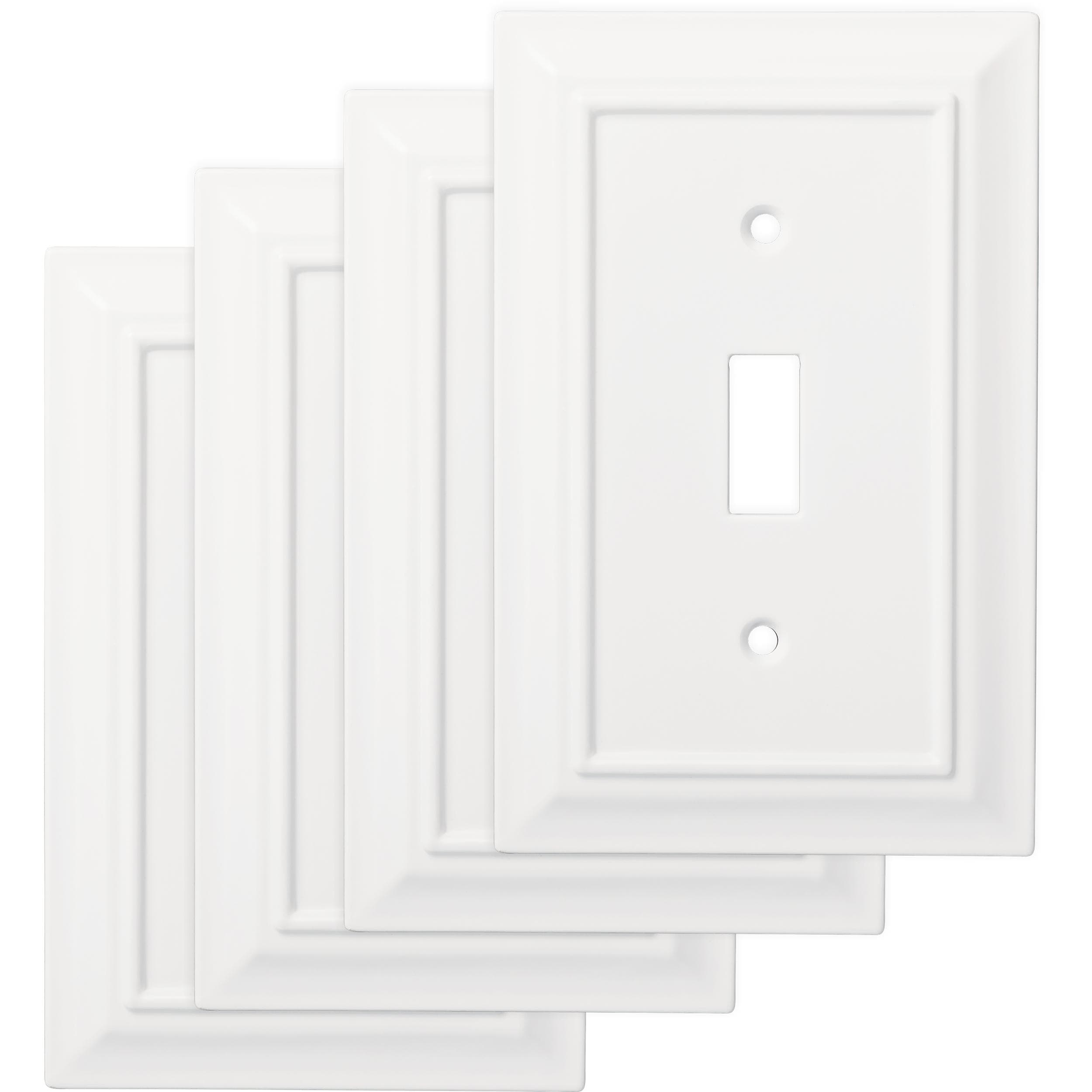 Architectural 1-Gang Standard Size Pure White Natural Fiber Indoor Toggle Wall Plate (4-Pack) | - allen + roth W31557-PW-KT