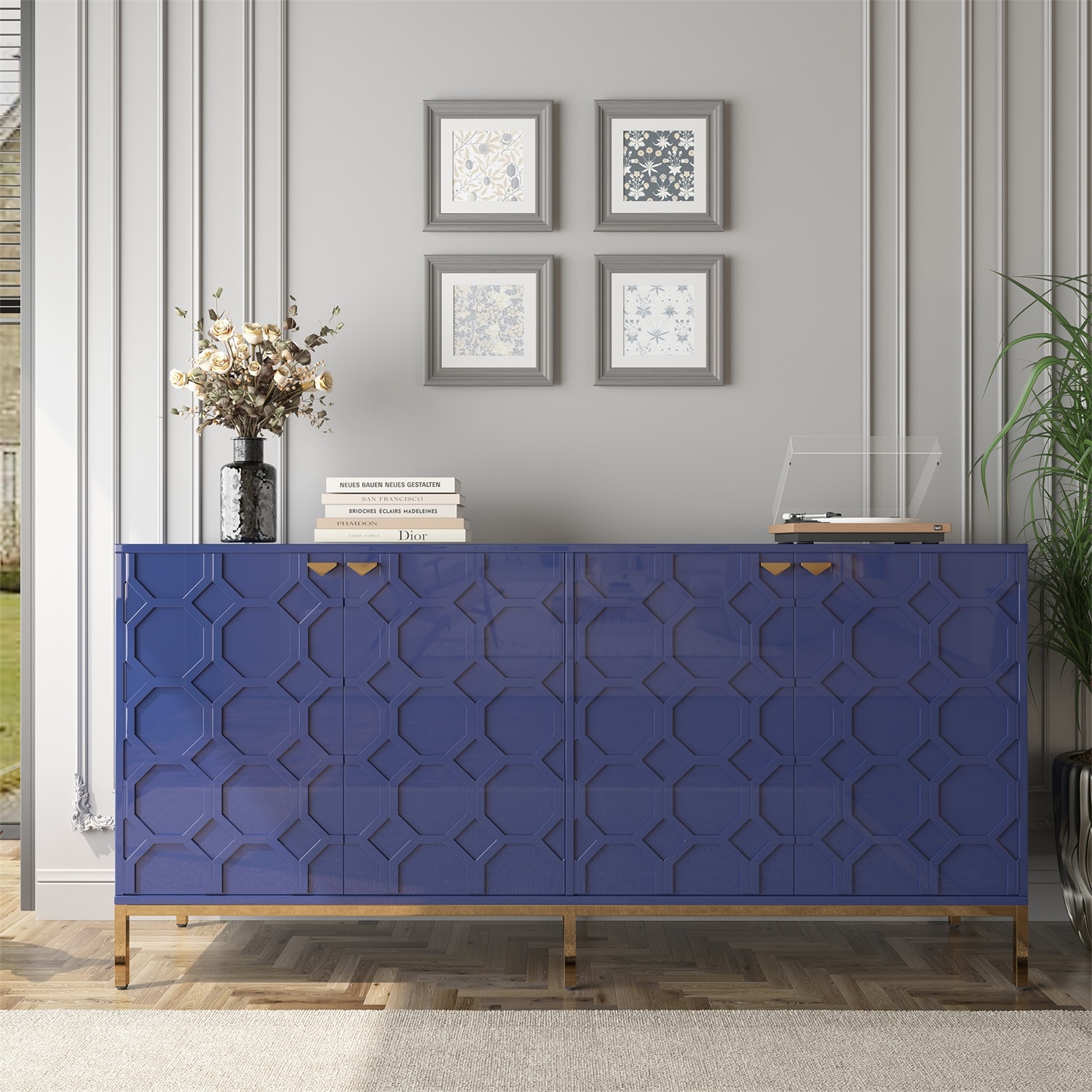Mondawe MO-JH0054D-BL Contemporary/Modern Blue Sideboard