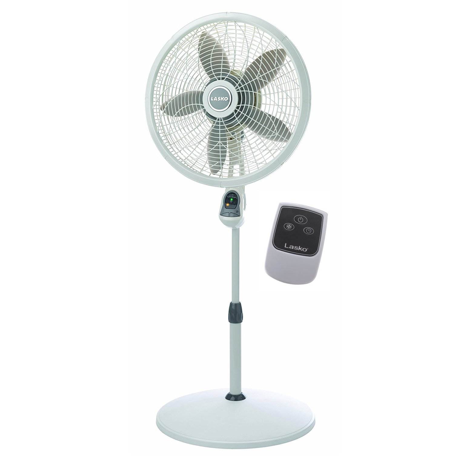 LASKO 73238 1850 Elegance and Performance 18 Inch 3 Speed Adjustable 90 Degree Oscillating Tilt Head Standing Home Pedestal Fan with Remote Control White