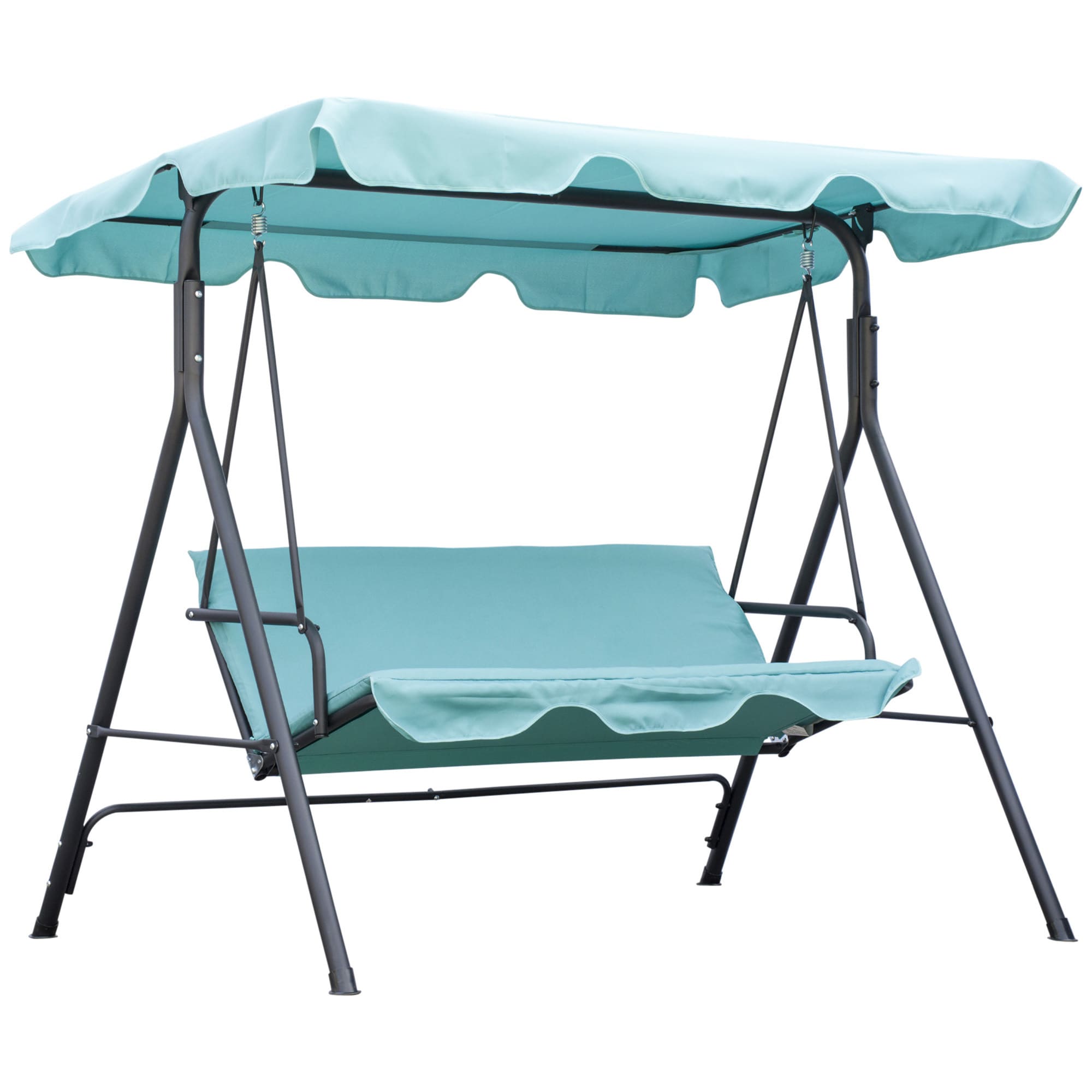 Green Steel Frame 3-Person Patio Swing with Canopy