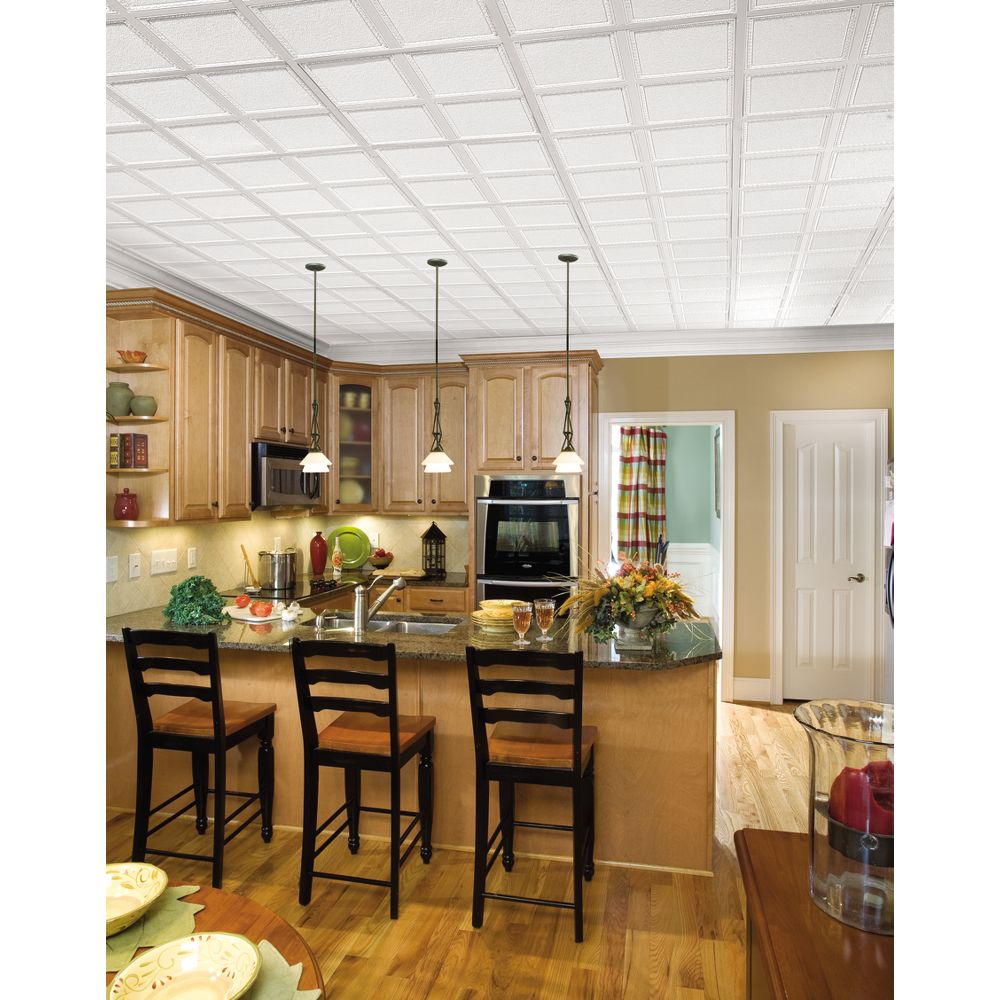 Armstrong Ceilings 2-ft X 2-ft Scalloped White Mineral Fiber Drop ...