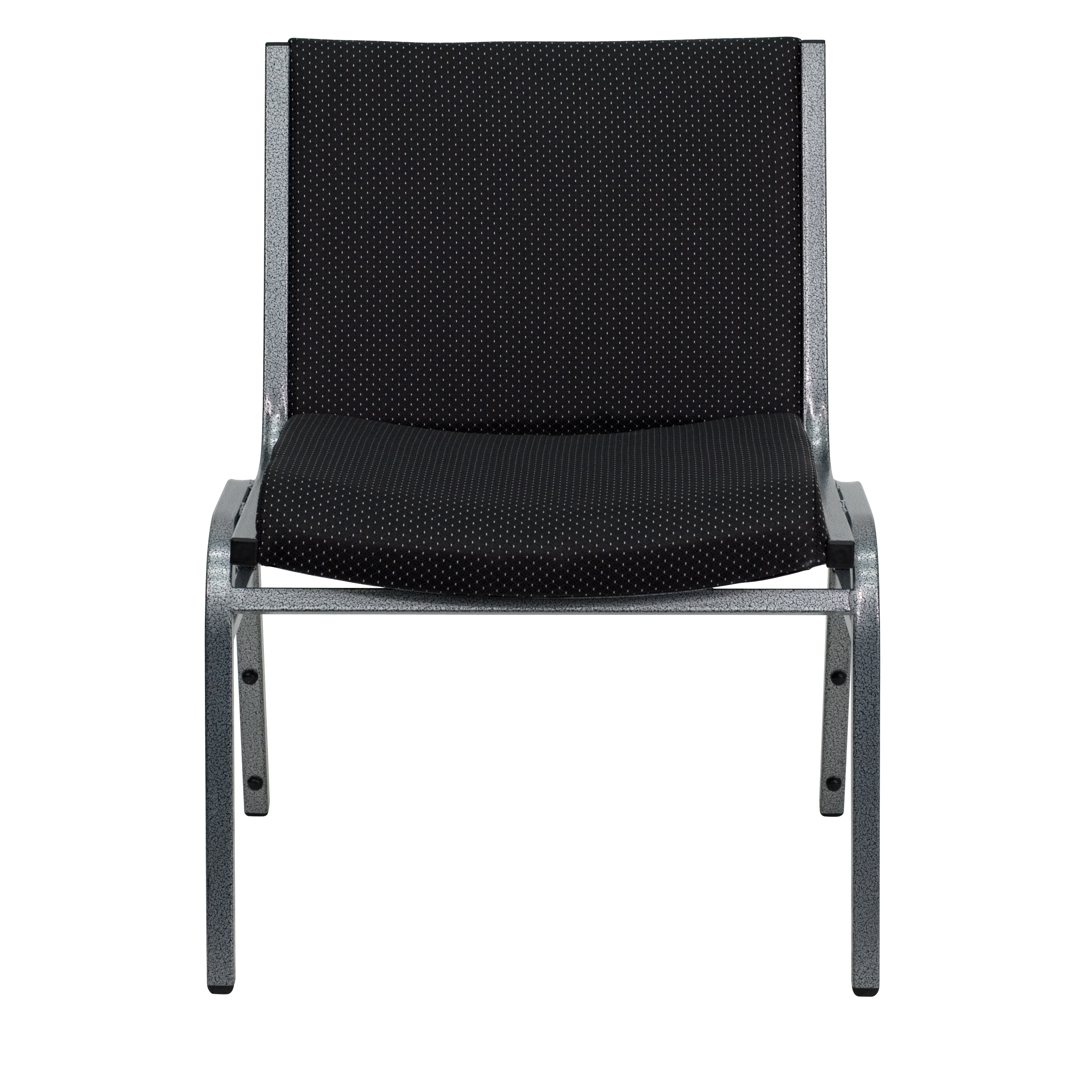 Contemporary Black Fabric & Silver Metal Stackable Chair Duo