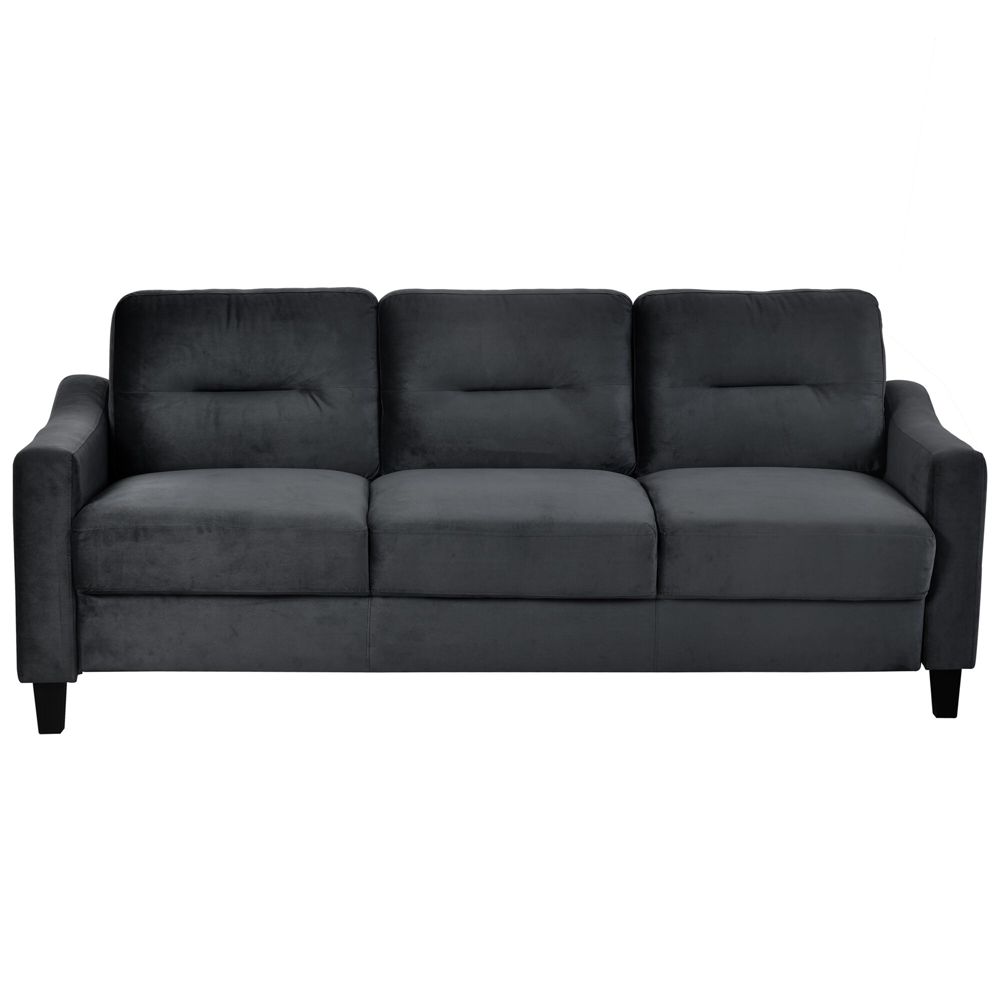 Bybafun YD2300010 76.7-in Modern Black Velvet 3 -seater Sofa