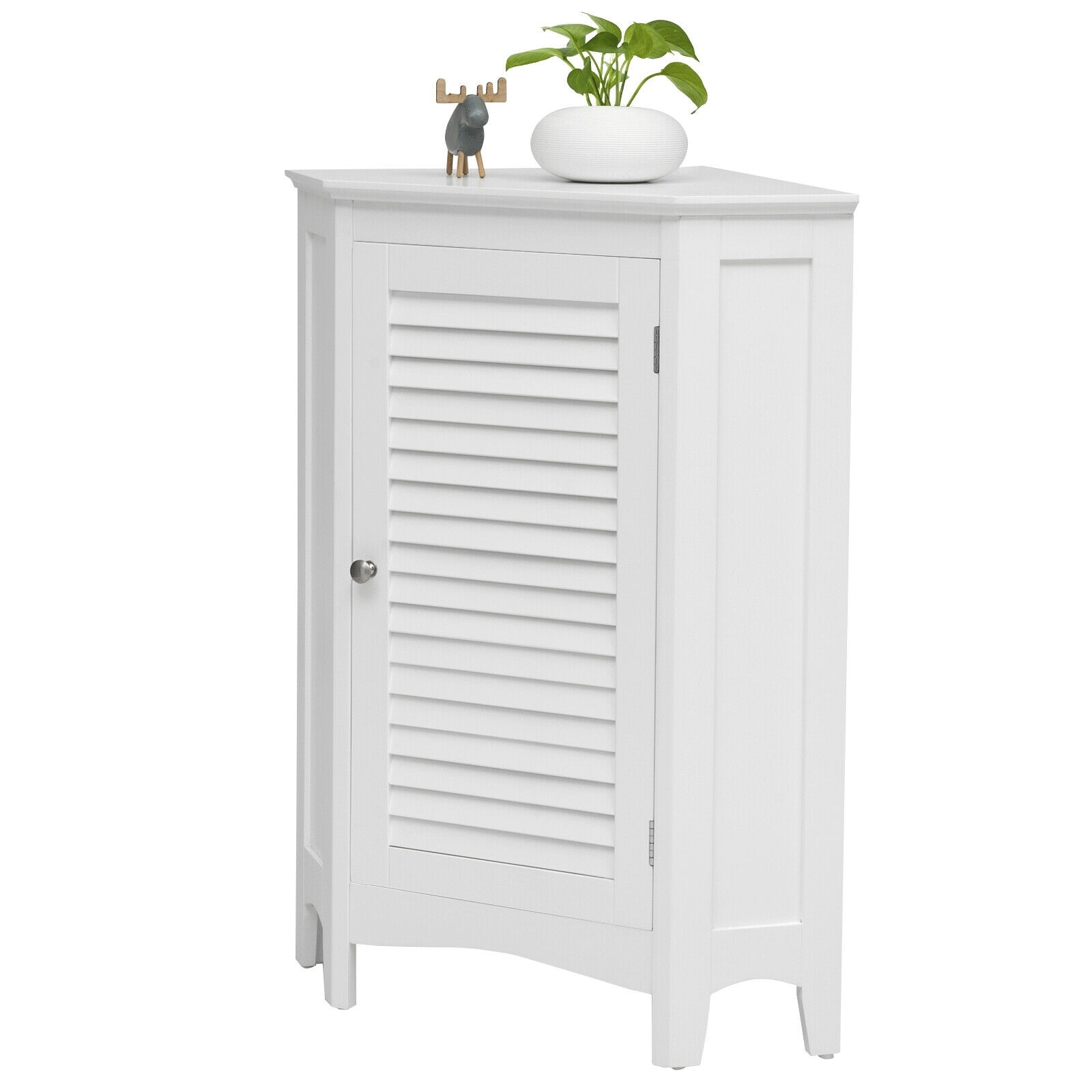 Volenca Corner Bathroom Storage Cabinet 32-in H Free-Standing with Shutter Door and 5-Position Adjustable Shelf