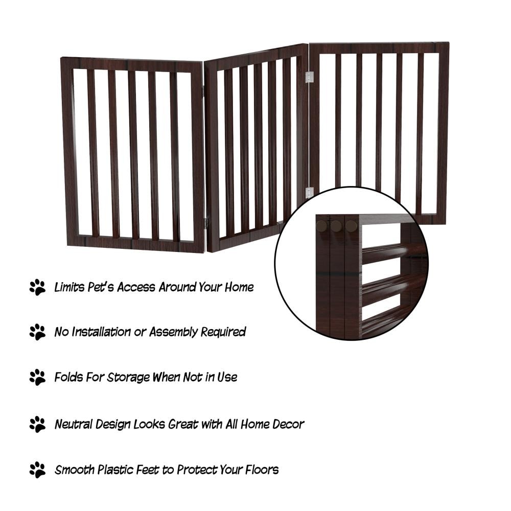 PETMAKER 23.75-in H Freestanding Expandable Brown Wood Pet Gate ...