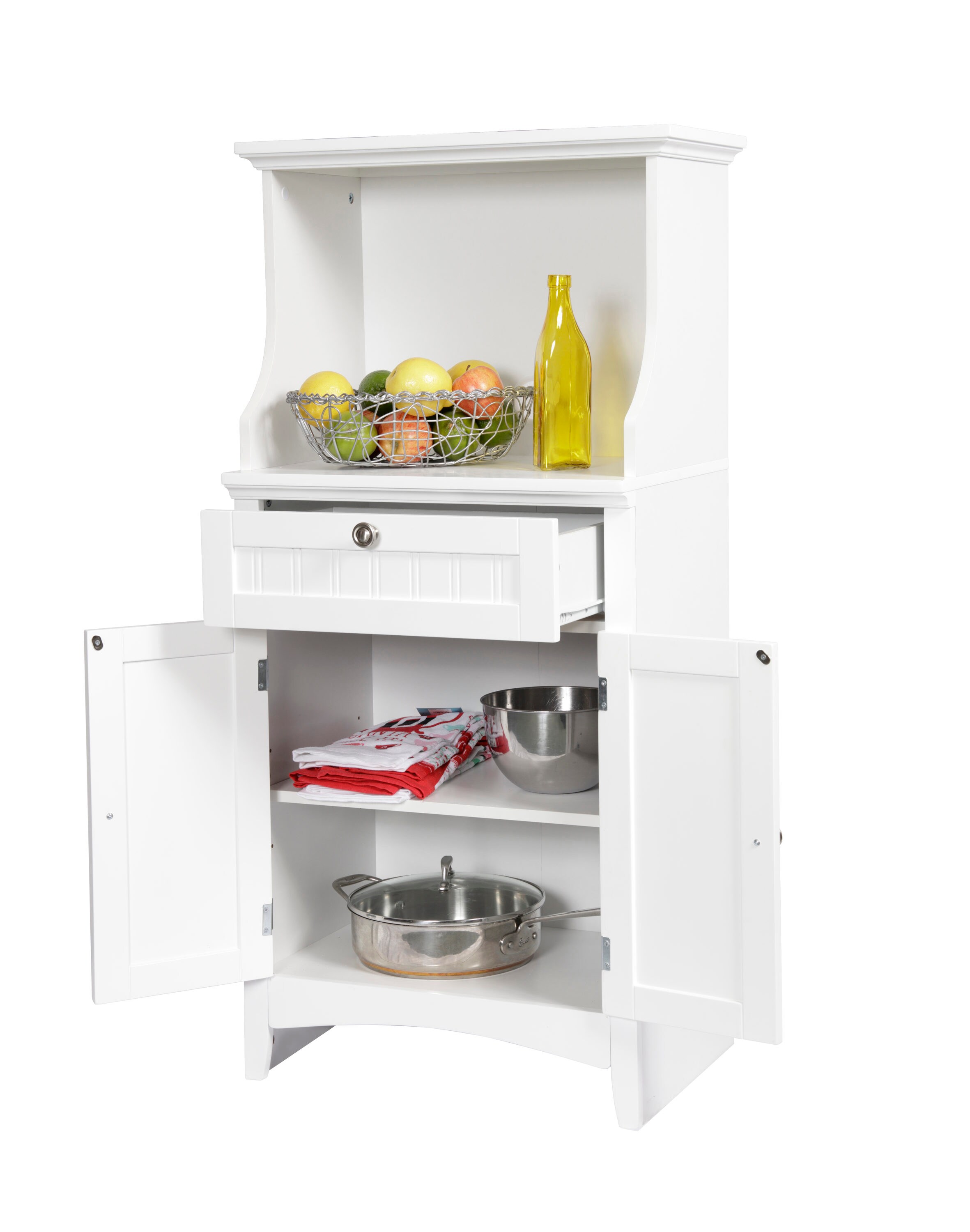 Home Basics Microwave Cabinet, White, FURNITURE