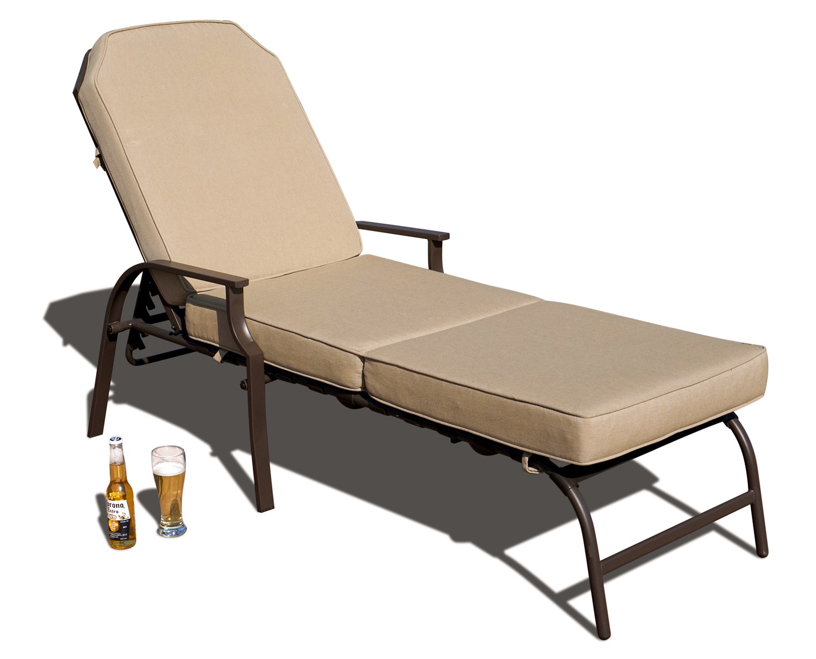 Kozyard KZLC5B Maya Stackable Brown Metal Frame Stationary Chaise Lounge Chair with Brown Sling Seat