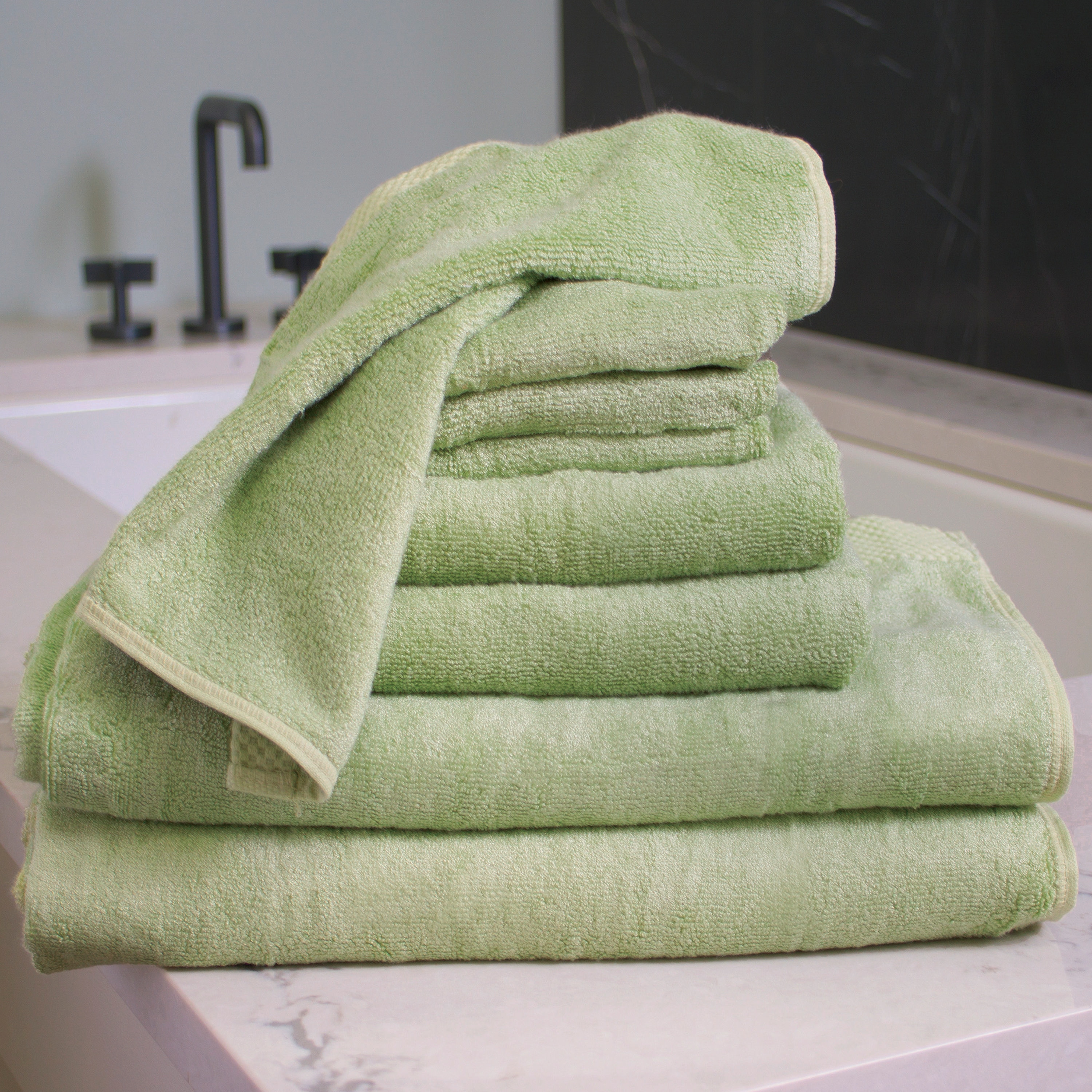 BedVoyage 8-Piece Sage Viscose From Bamboo Quick Dry Bath Towel Set  (Luxury) in the Bathroom Towels department at