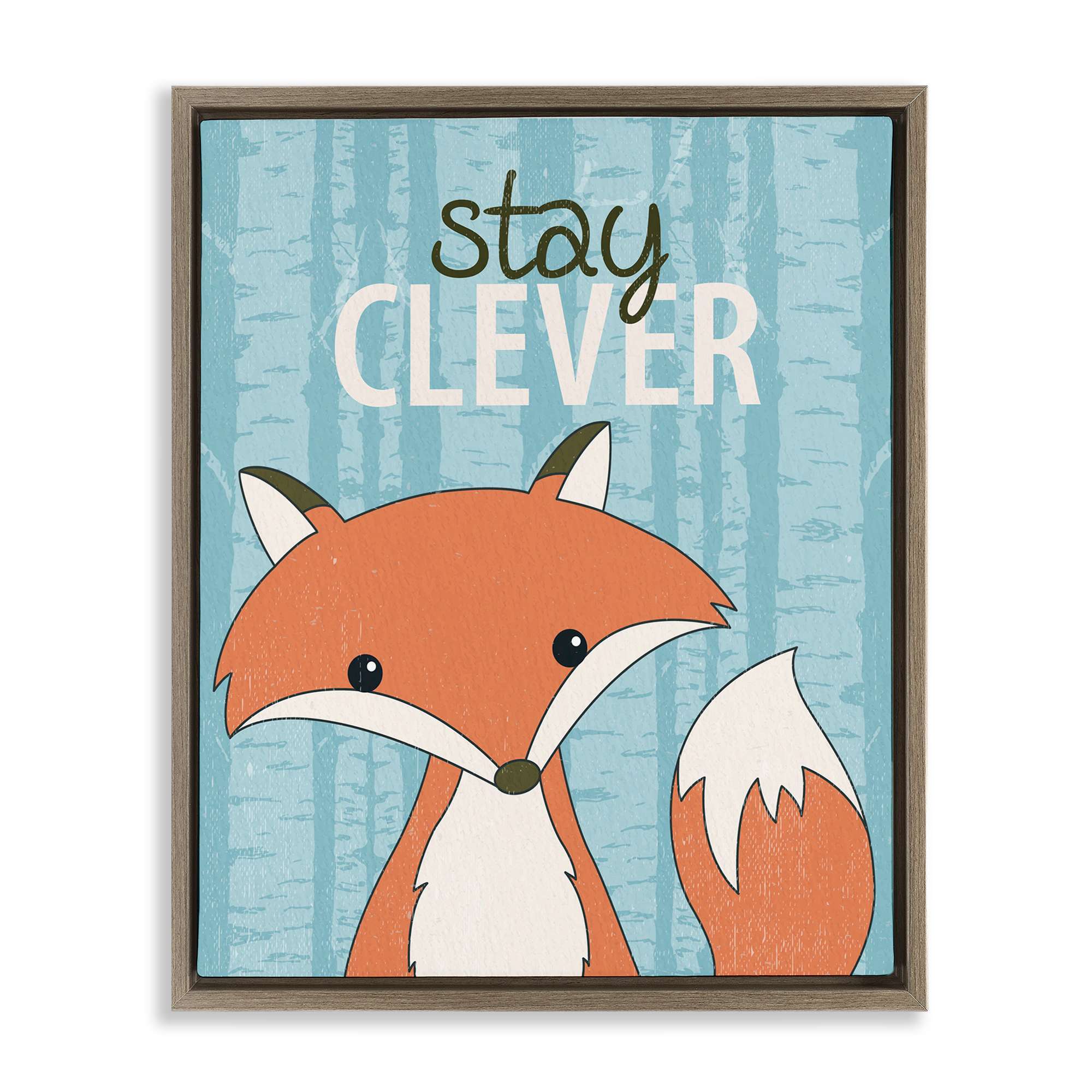 Stupell Industries BS-033-FFE-24X30 Stay Clever with Fox Floating Frame design by Kim Allen
